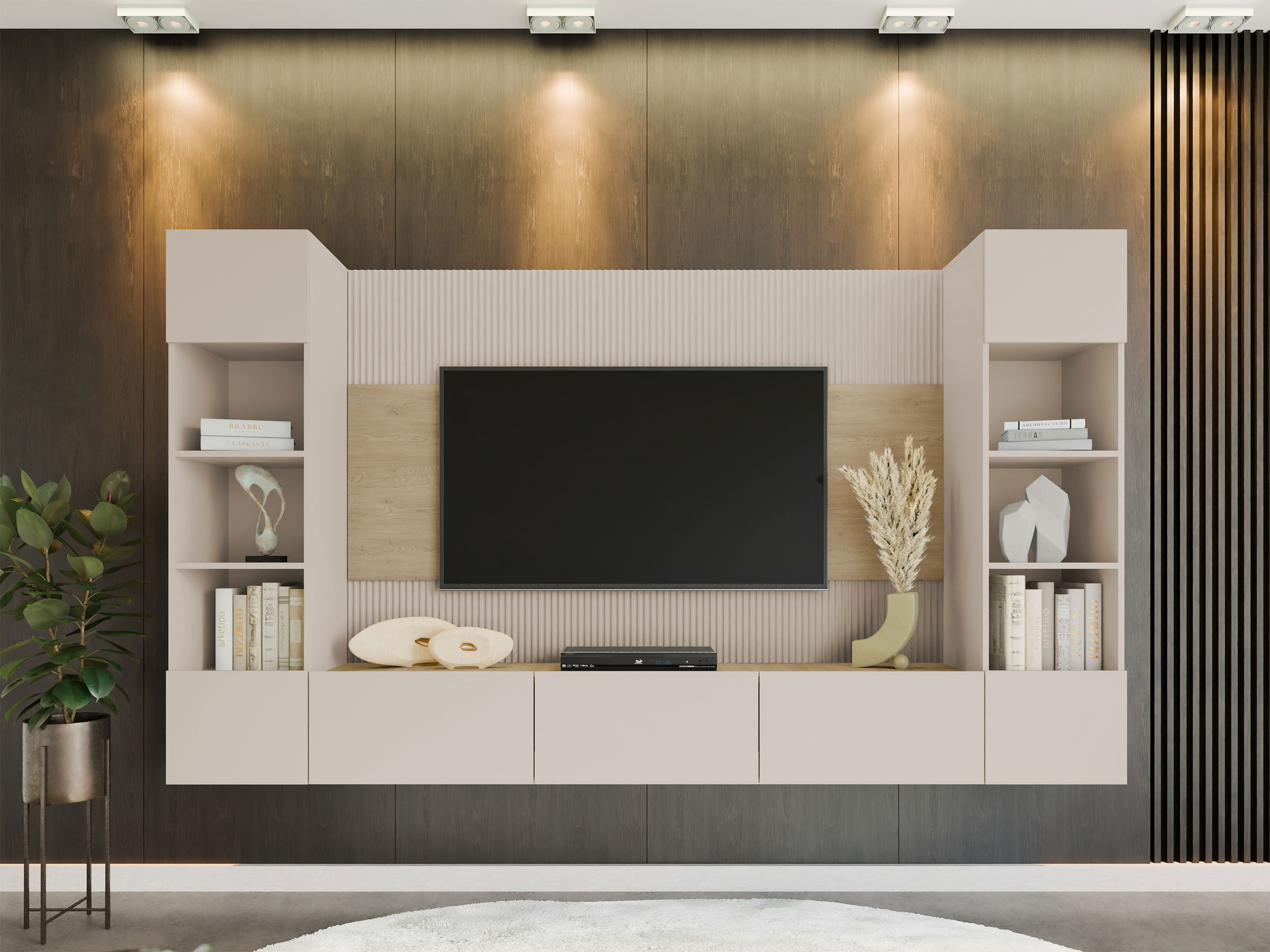 Set de living Comfivo Salix I (Bej + Stejar Cremona)