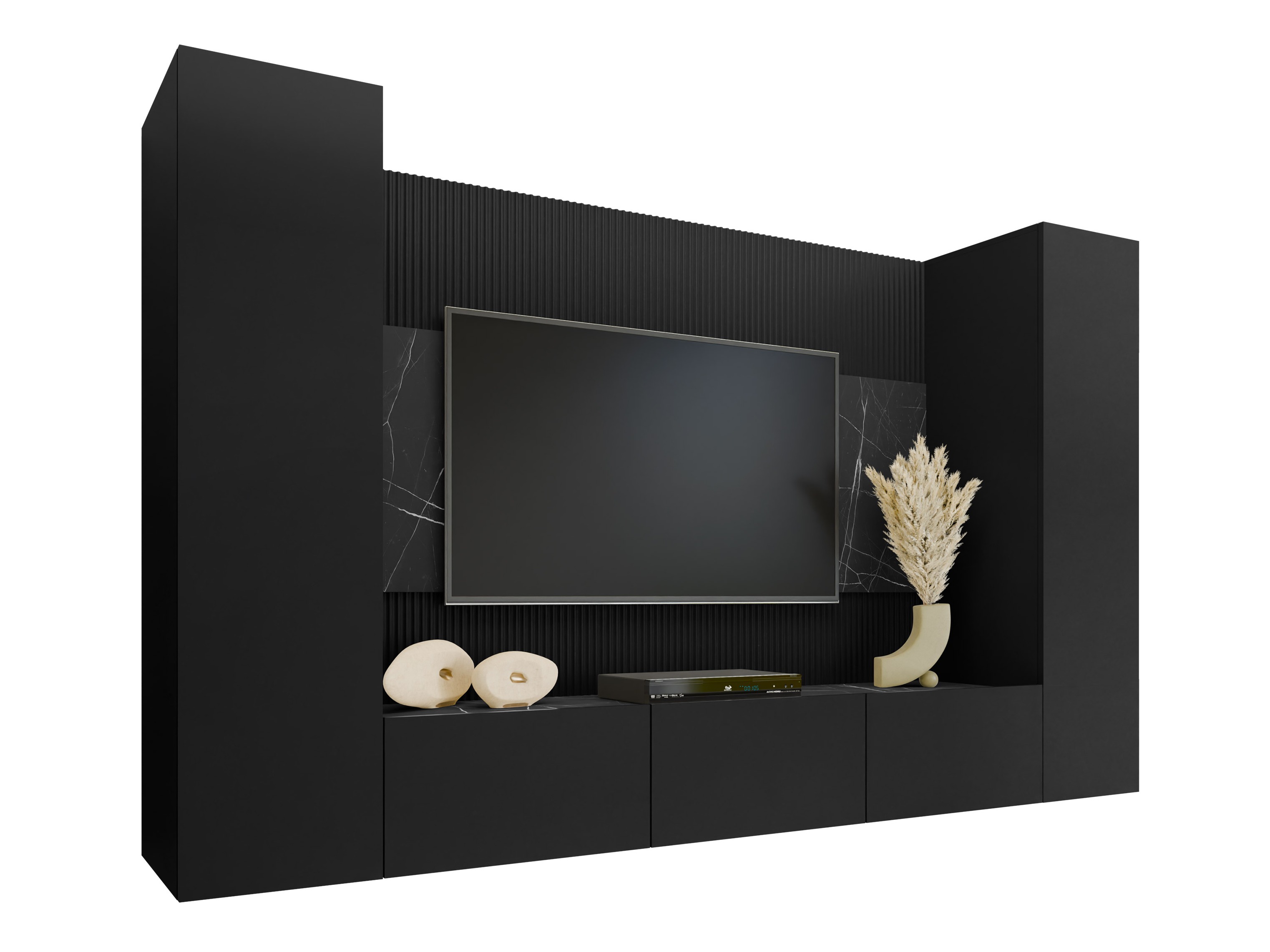 Set de living Comfivo Salix V (Negru + Marmură neagră)