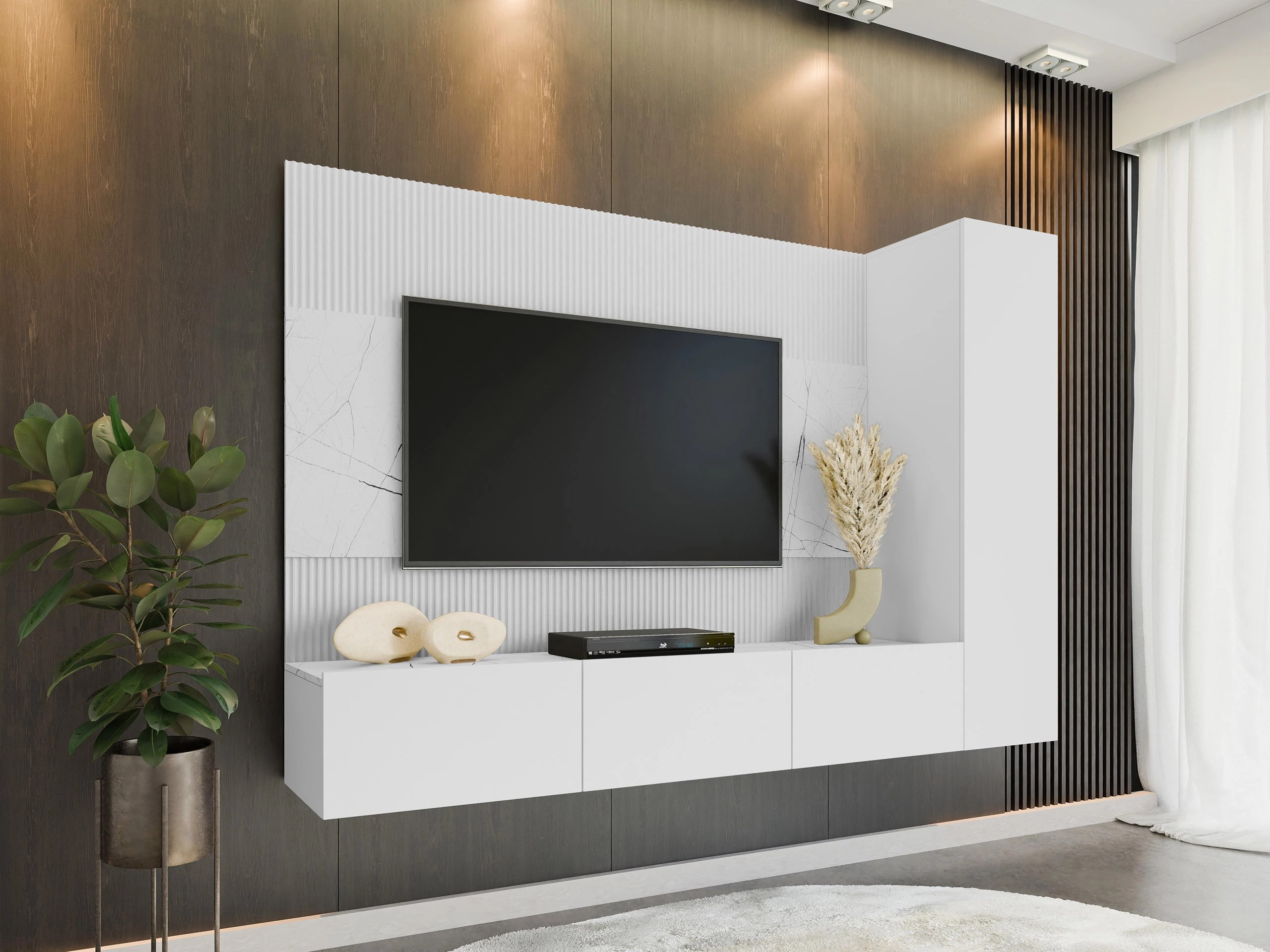 Set de living Comfivo Salix VI (Alb + Marmură albă)