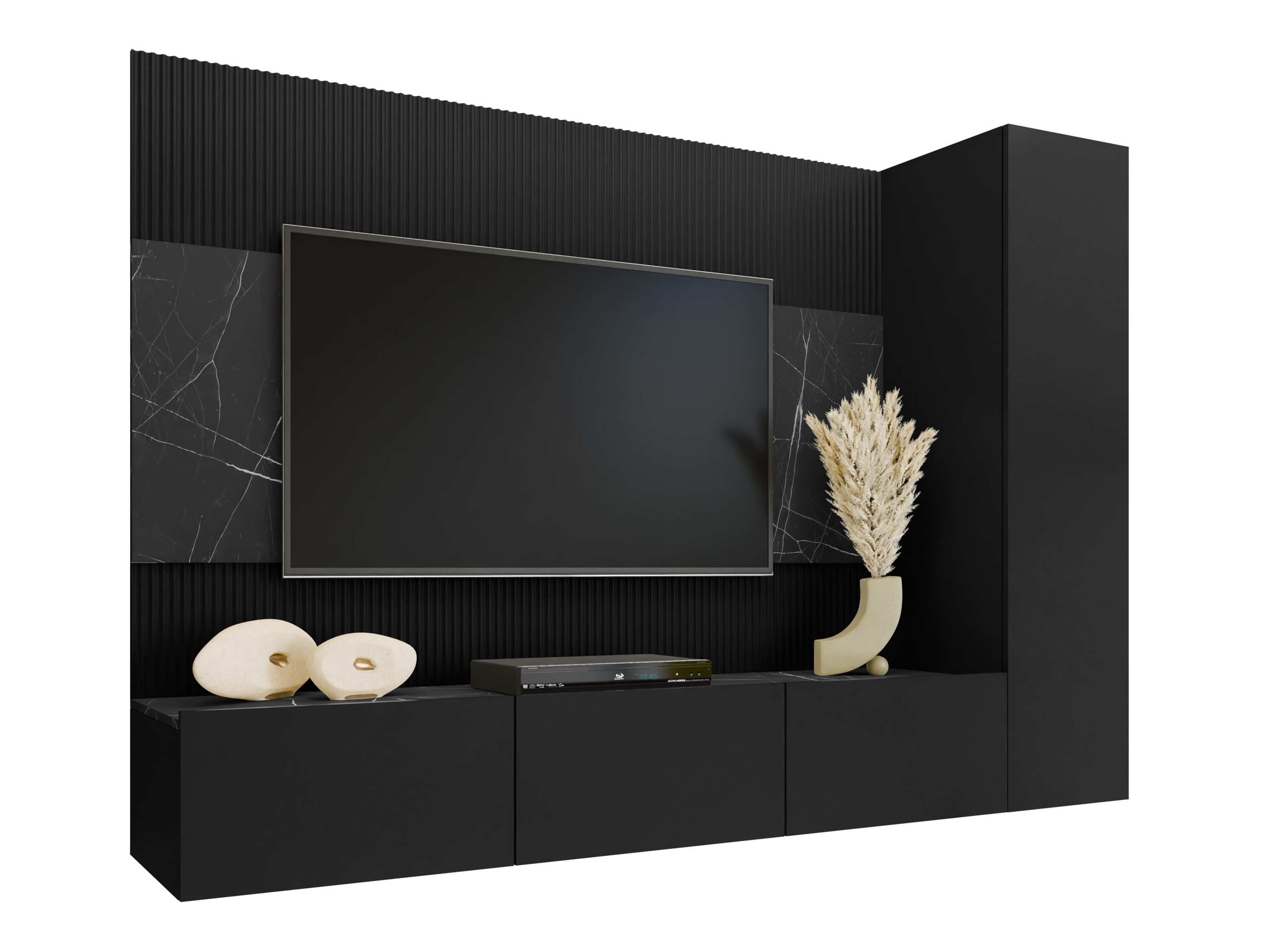 Set de living Comfivo Salix VI (Negru + Marmură neagră)