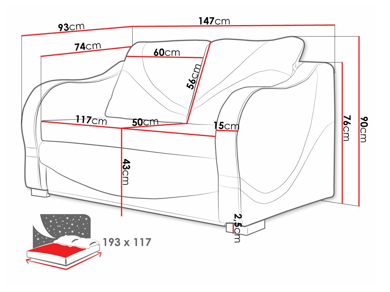 Canapea extensibilă Decatur 102 (Rombix 017 + Lawa 17)
