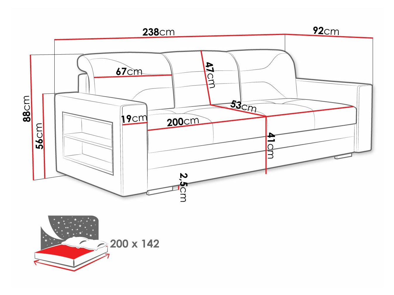 Canapea extensibilă Decatur 106 (Twist 23 + Twist 18)