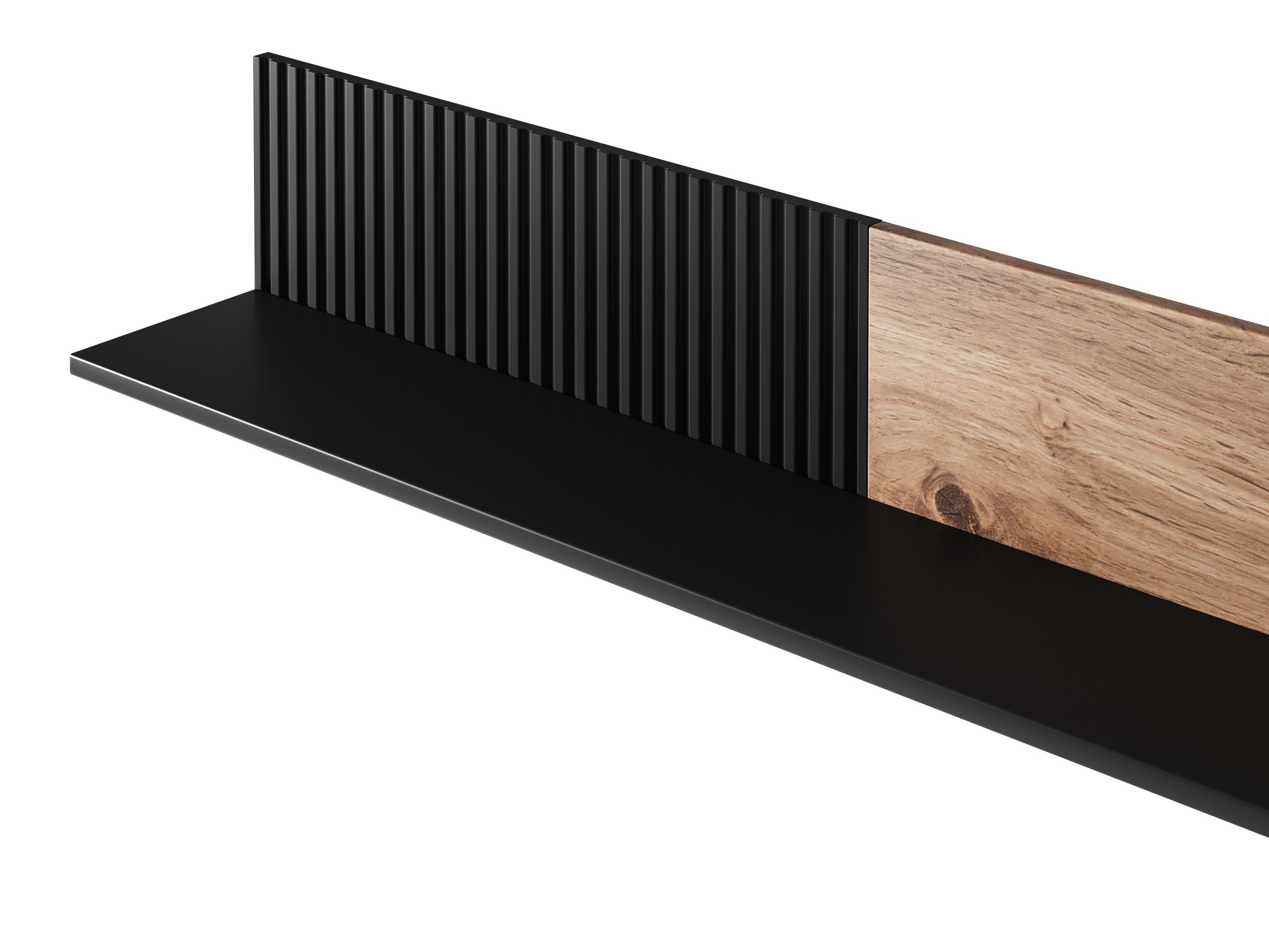 Raft de perete Luelia 122 (Negru + Stejar Wotan)