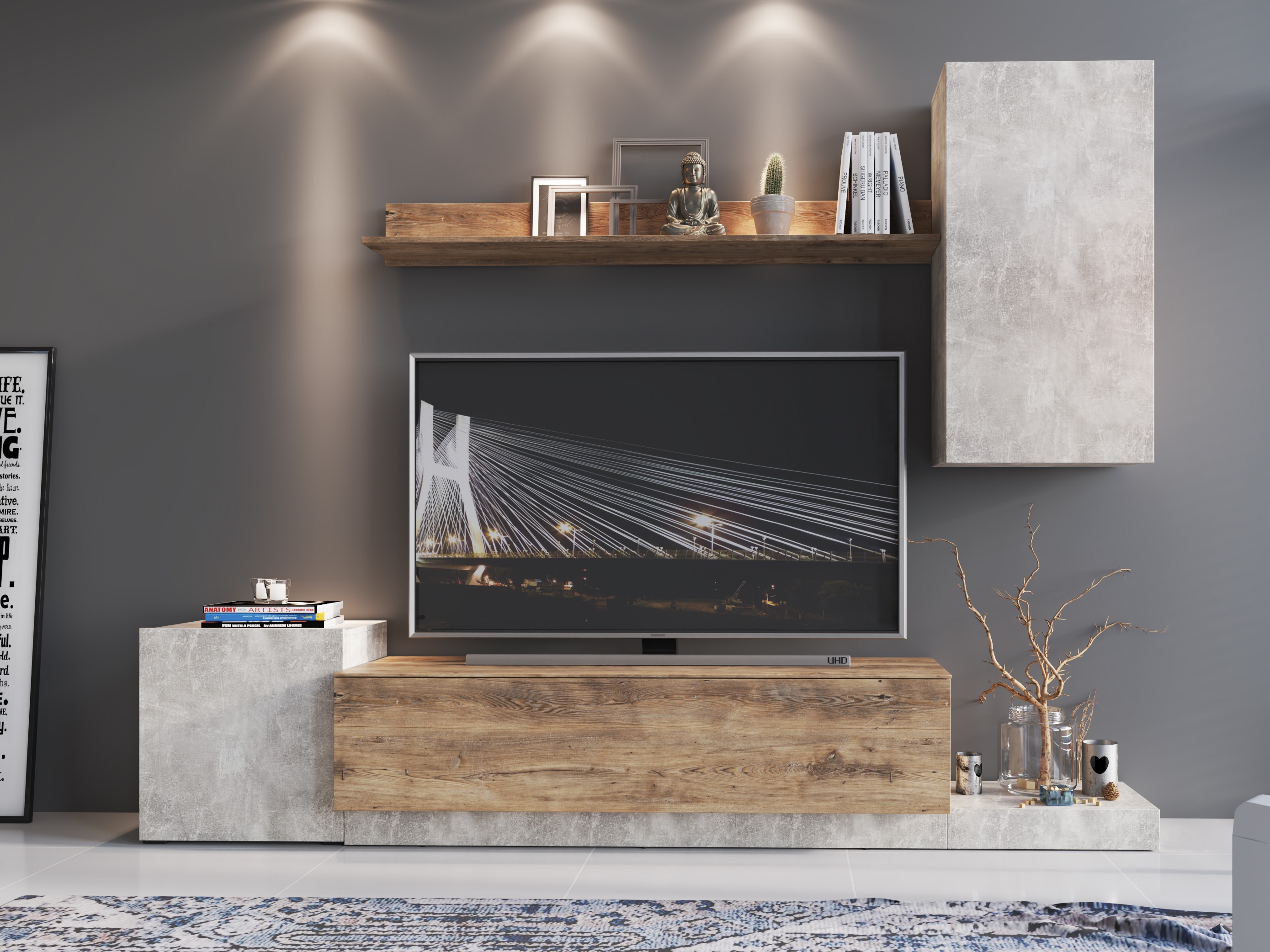 Set de living Ontario 158 (Gri deschis + Castan)