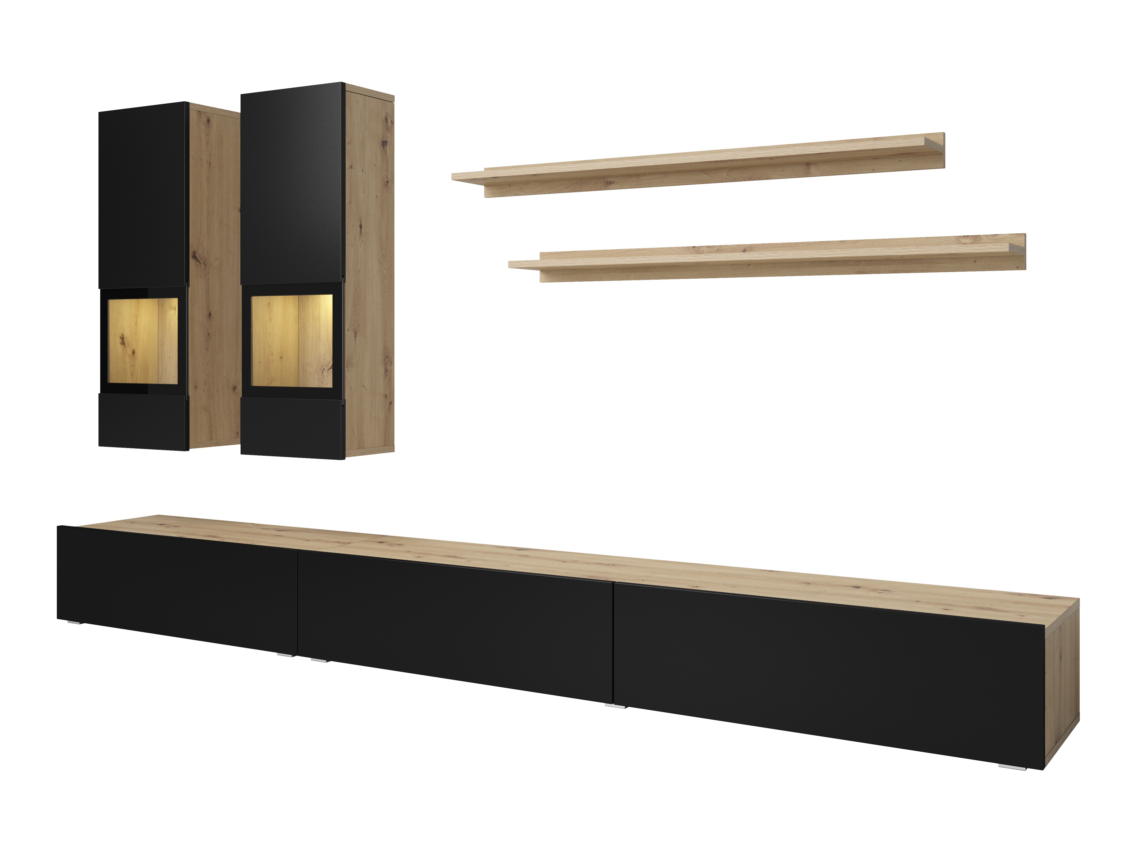 Set de living Serodeu 100 (Stejar artizan + Negru mat)