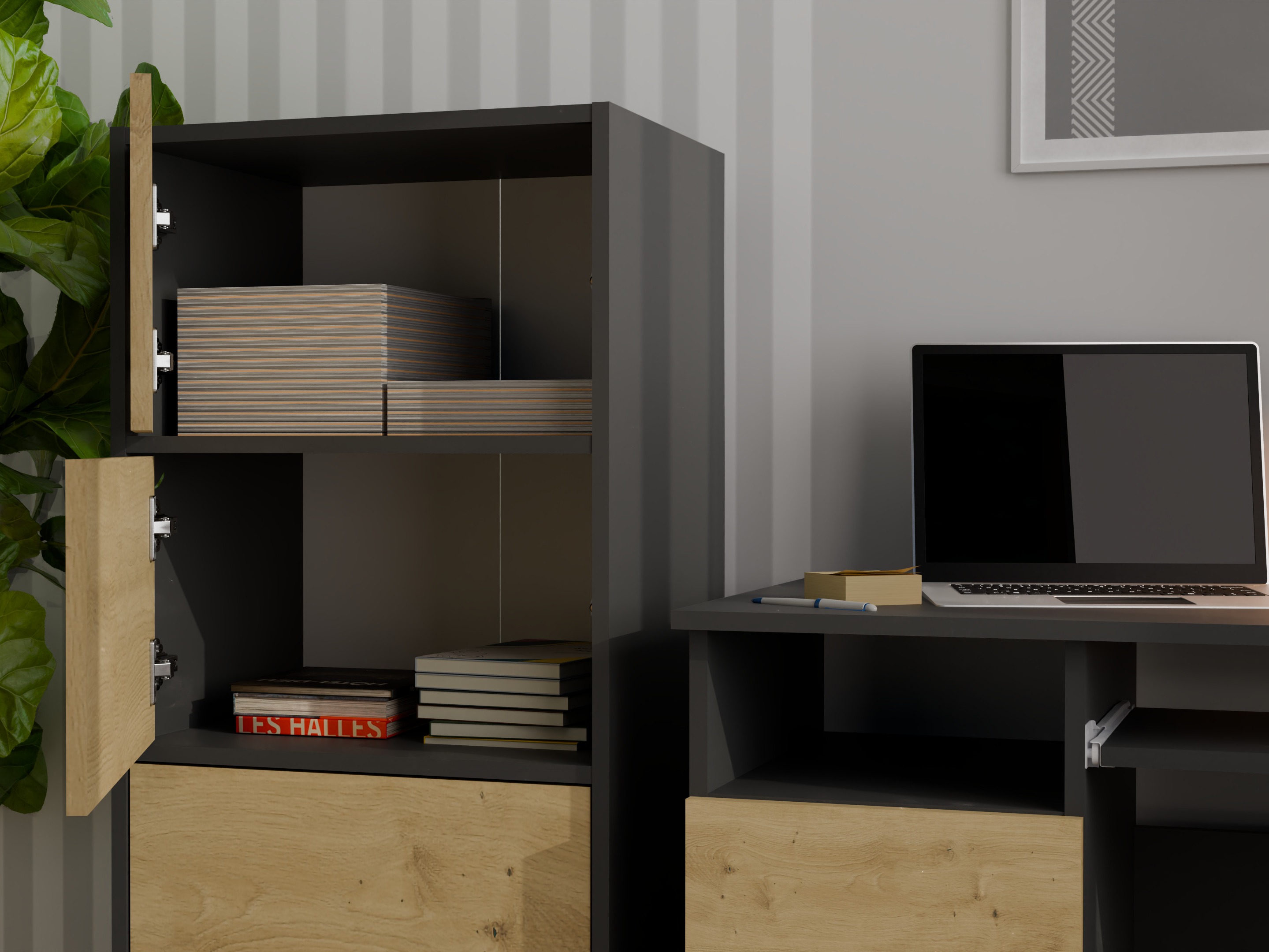 Bufet Mandeville 298 (Antracit + Stejar artizan)
