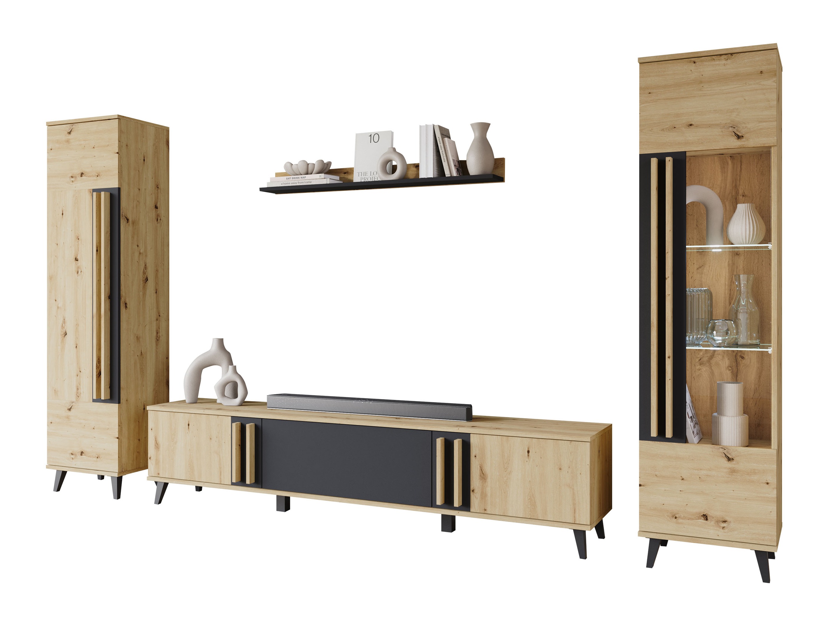 Set de living Facetor II (Stejar artizan + Grafit)