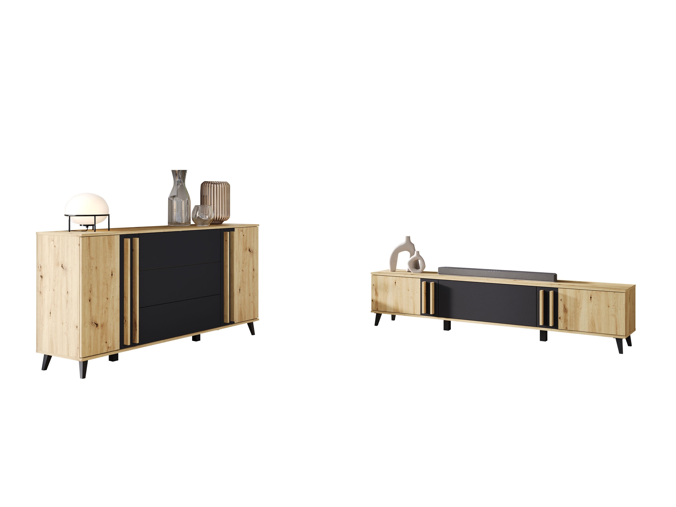 Set de living Facetor III (Stejar artizan + Grafit)