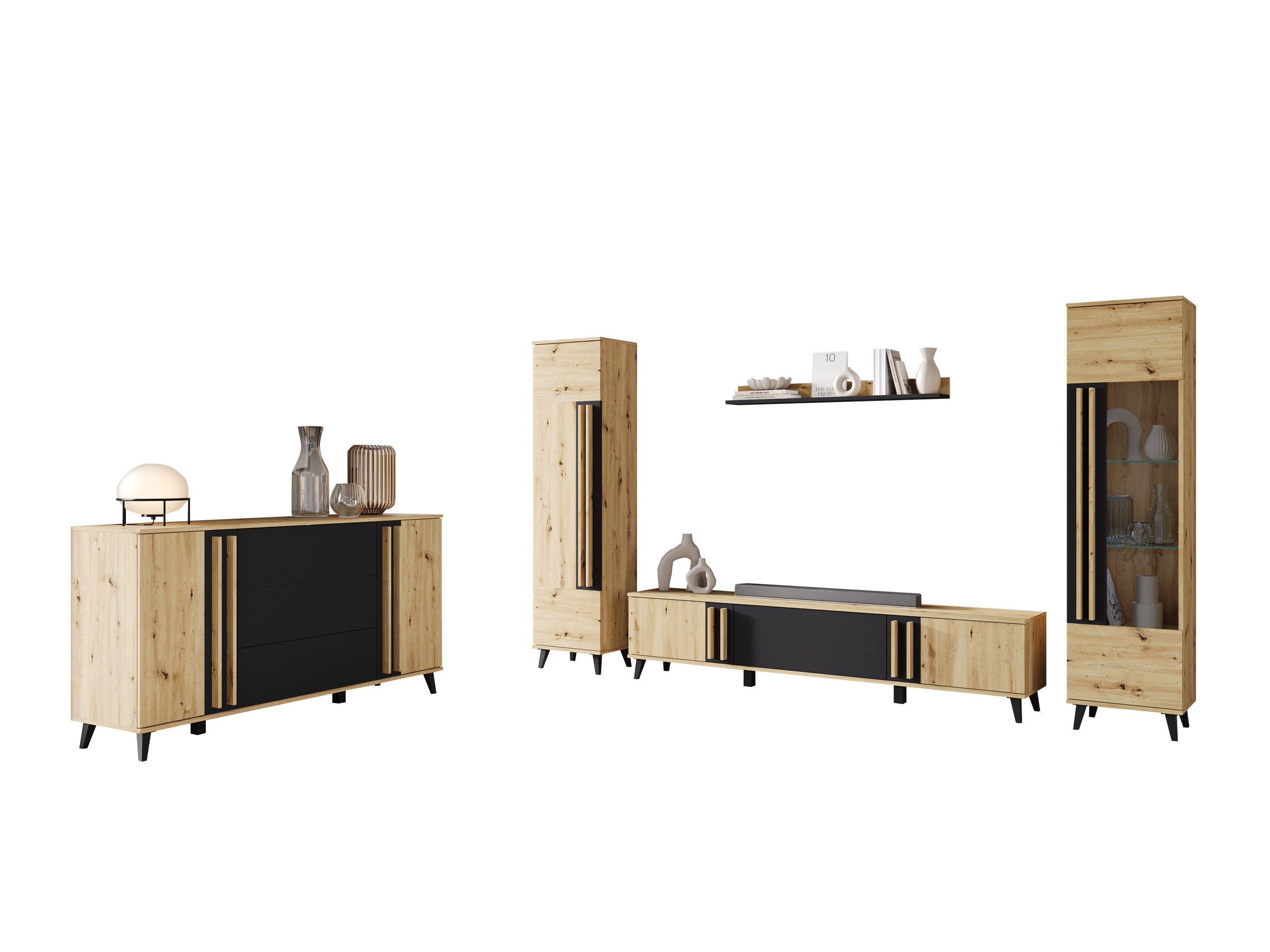 Set de living Facetor IV (Stejar artizan + Grafit)