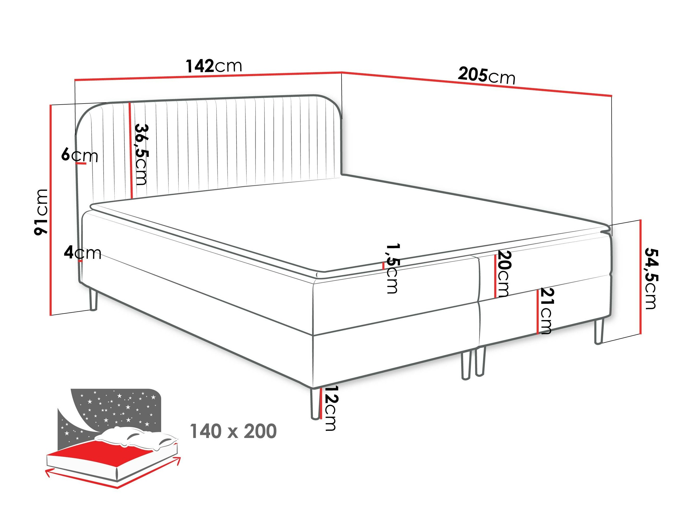 Pat boxspring Rivus (Coral 10)