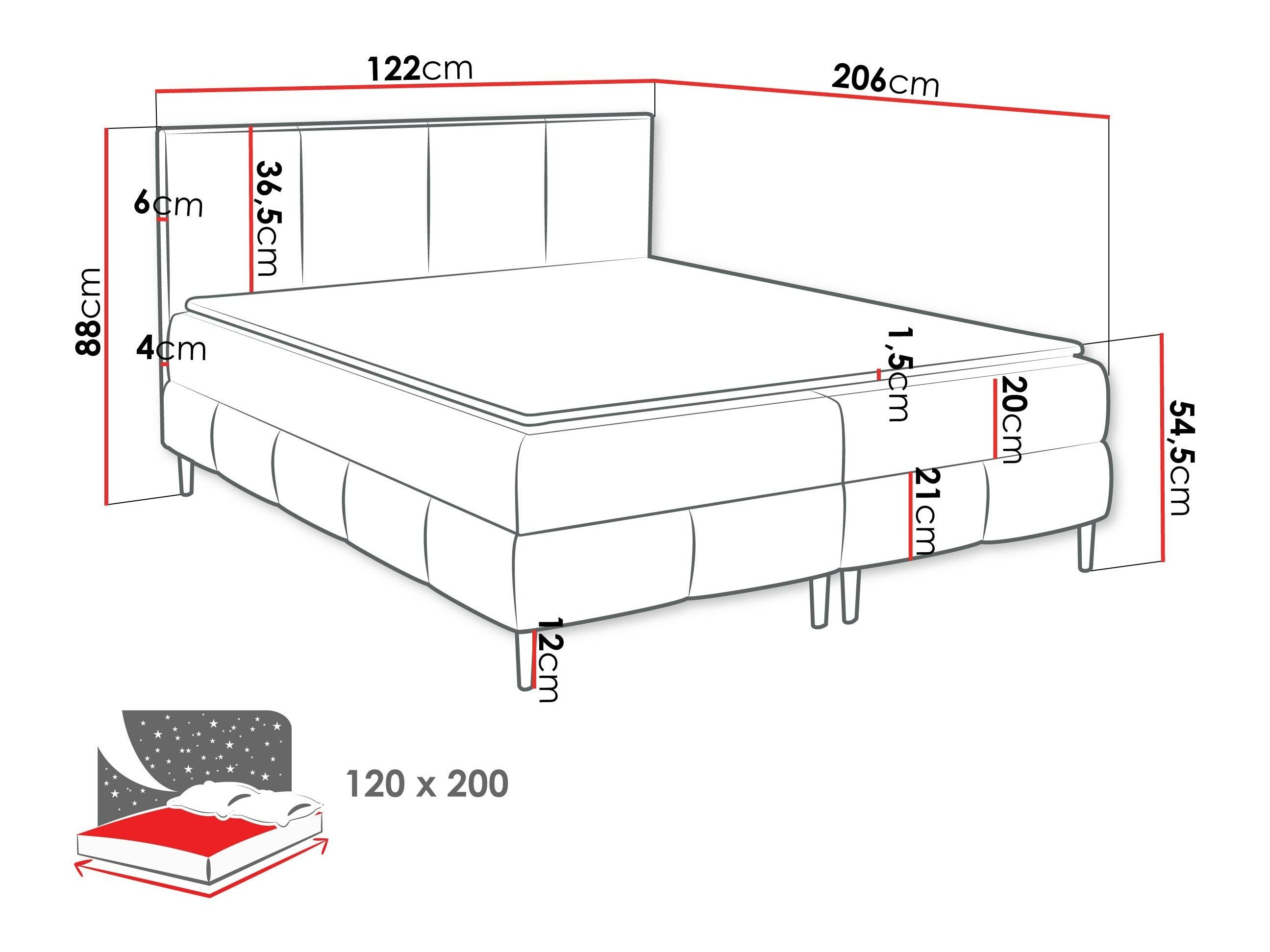 Pat boxspring Rivus I (Coral 15)