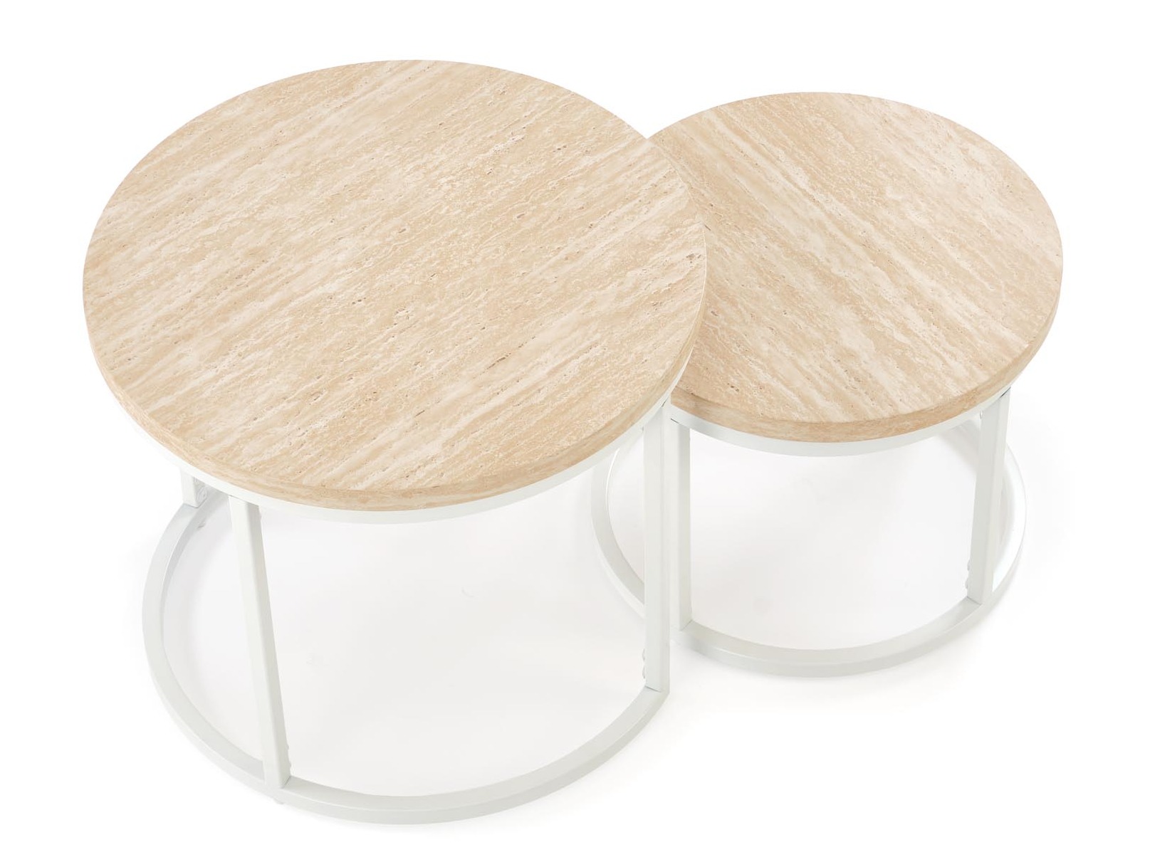 Set de măsuțe de cafea Houston 951 (Travertin ușor + Alb)