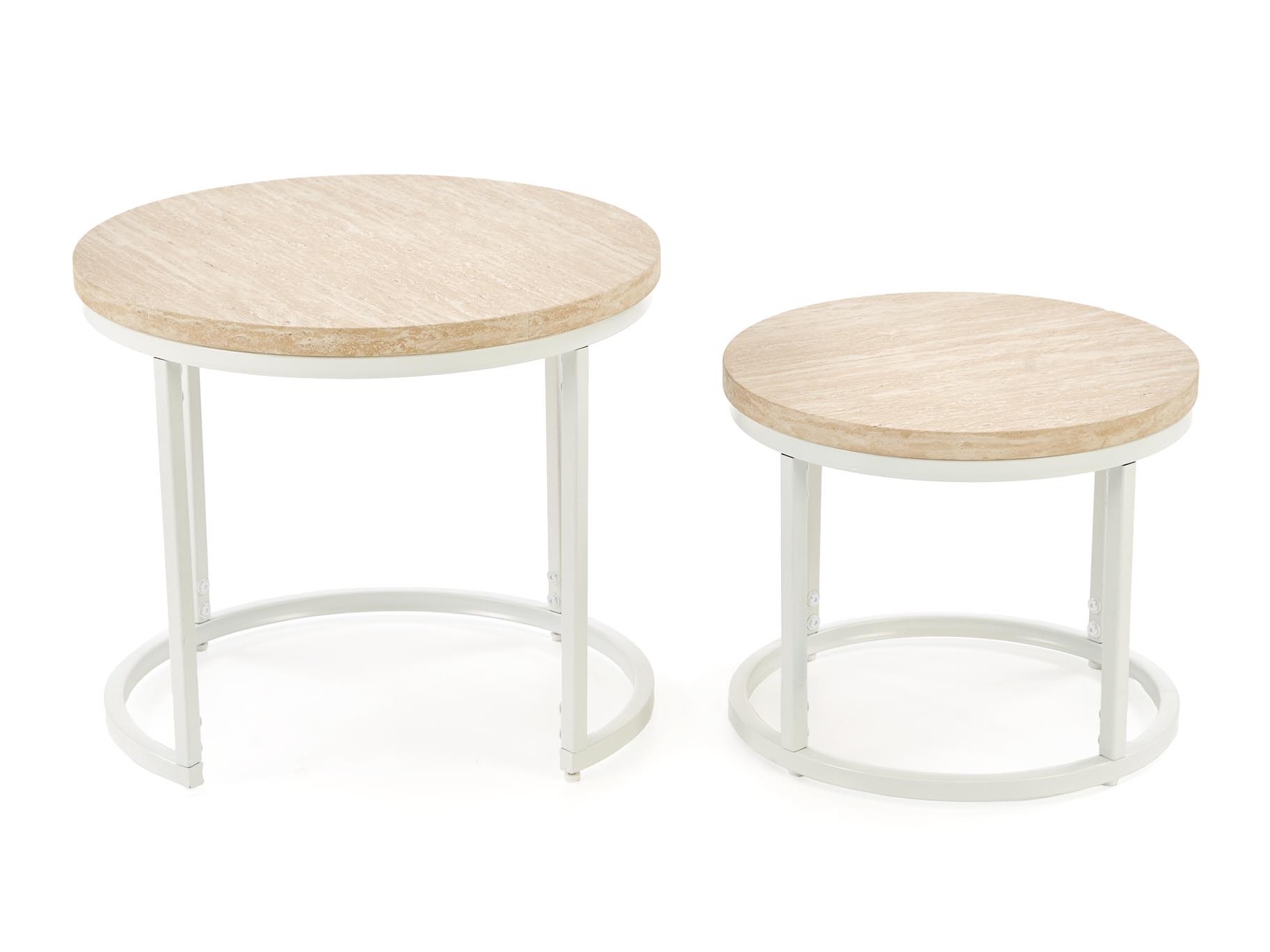 Set de măsuțe de cafea Houston 951 (Travertin ușor + Alb)