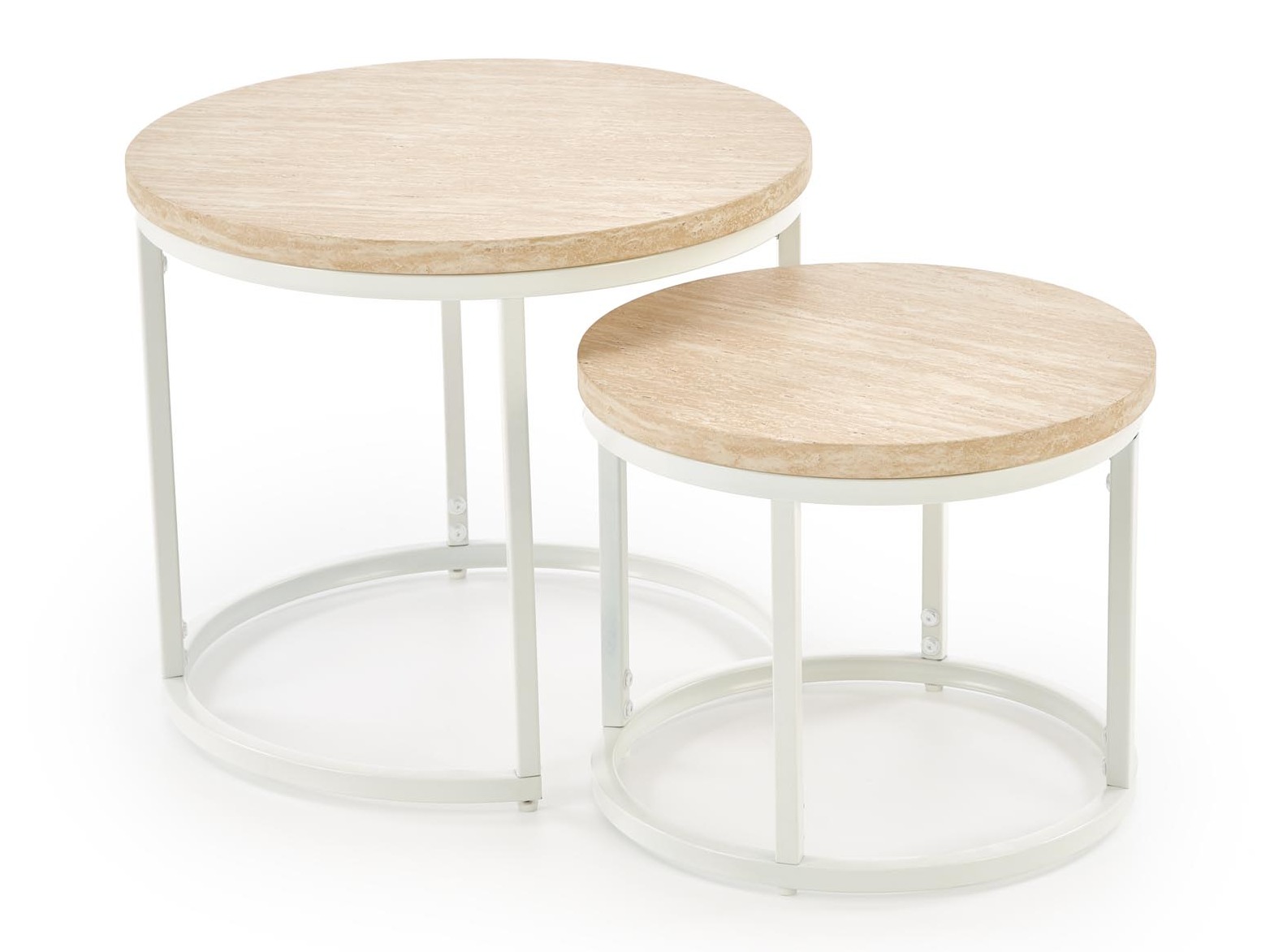 Set de măsuțe de cafea Houston 951 (Travertin ușor + Alb)