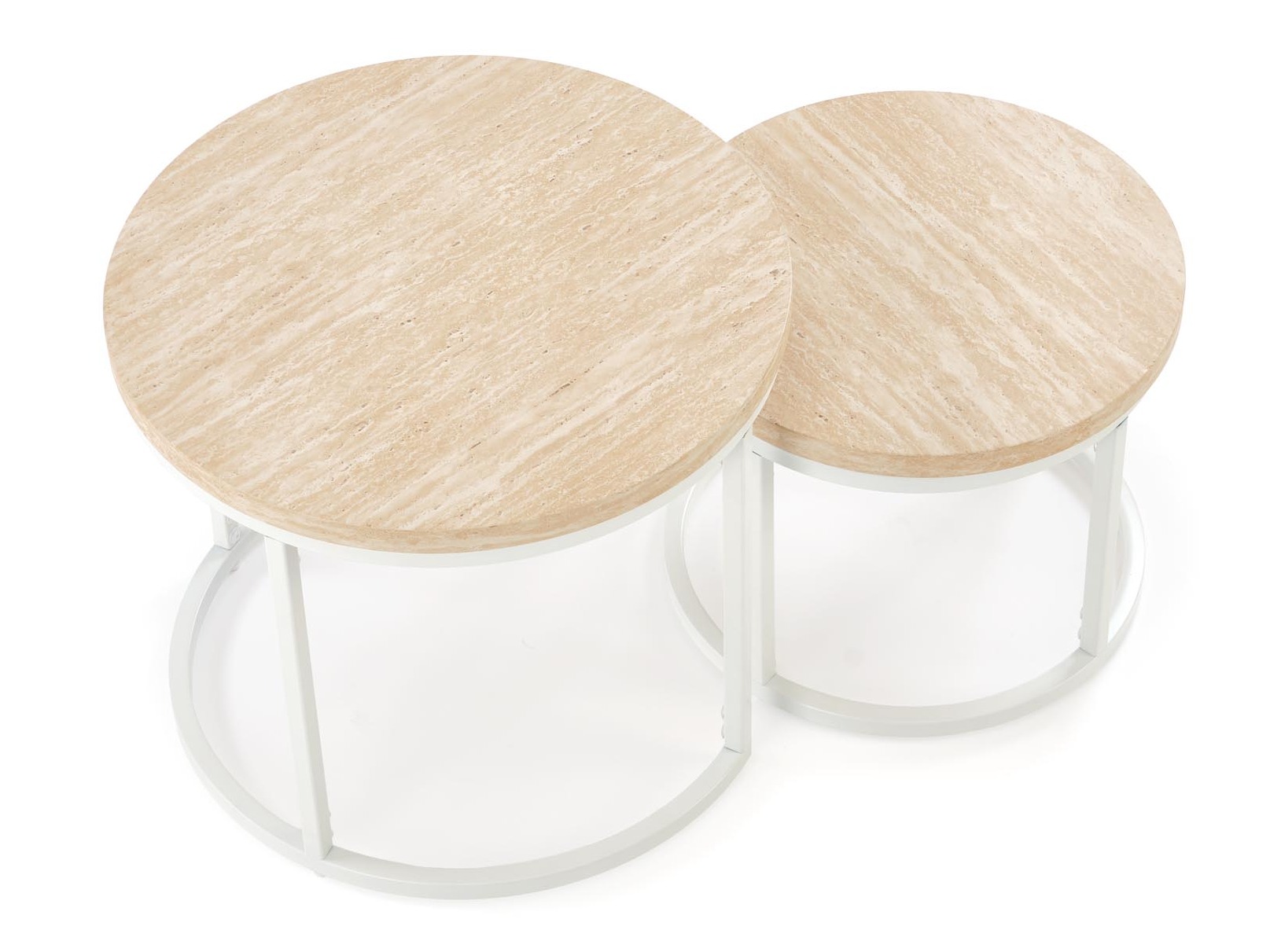 Set de măsuțe de cafea Houston 951 (Travertin ușor + Alb)