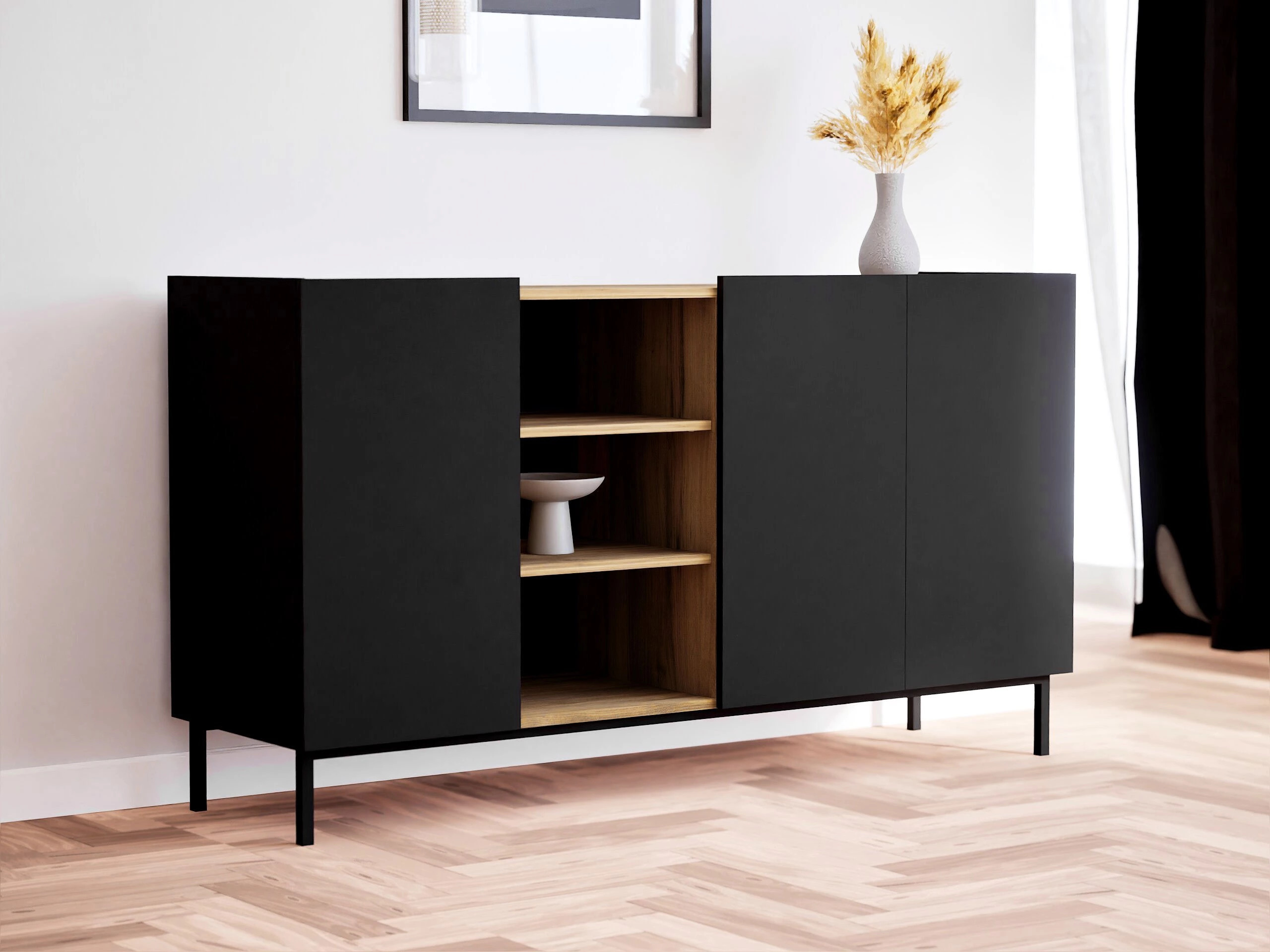 Bufet Veldome 100 (Negru + Maro deschis)