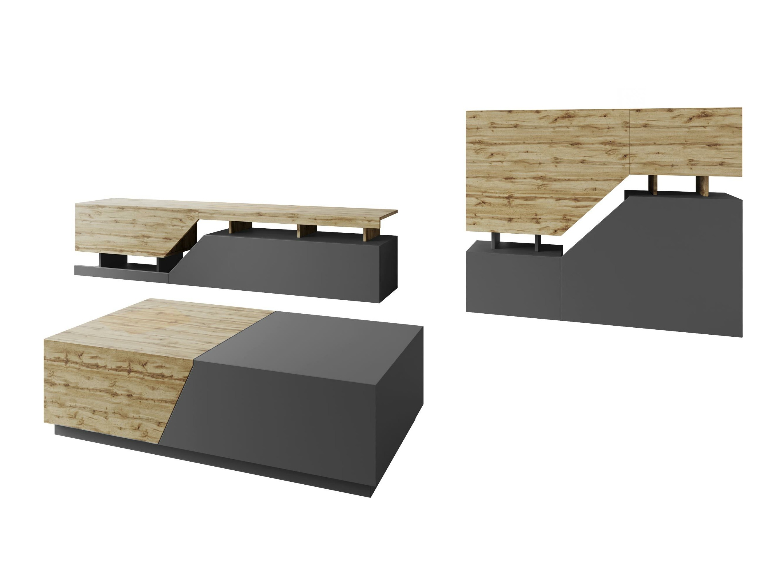Set de living Comfivo Daldune II (Antracit + Stejar Wotan)