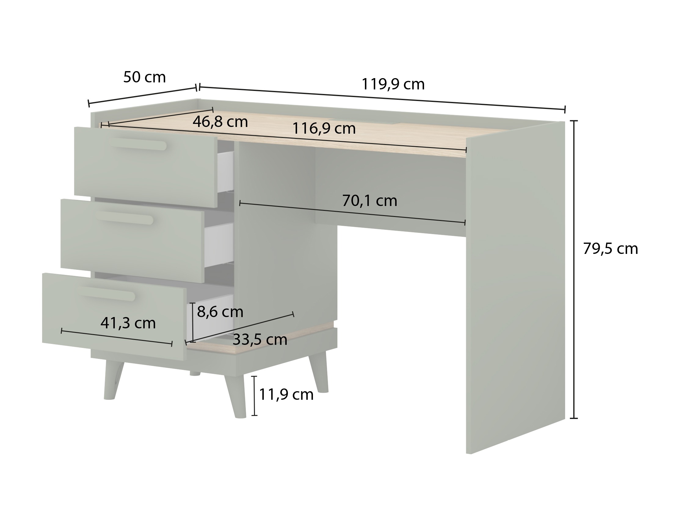 Birou Fertalu 103 (Verde + Stejar)