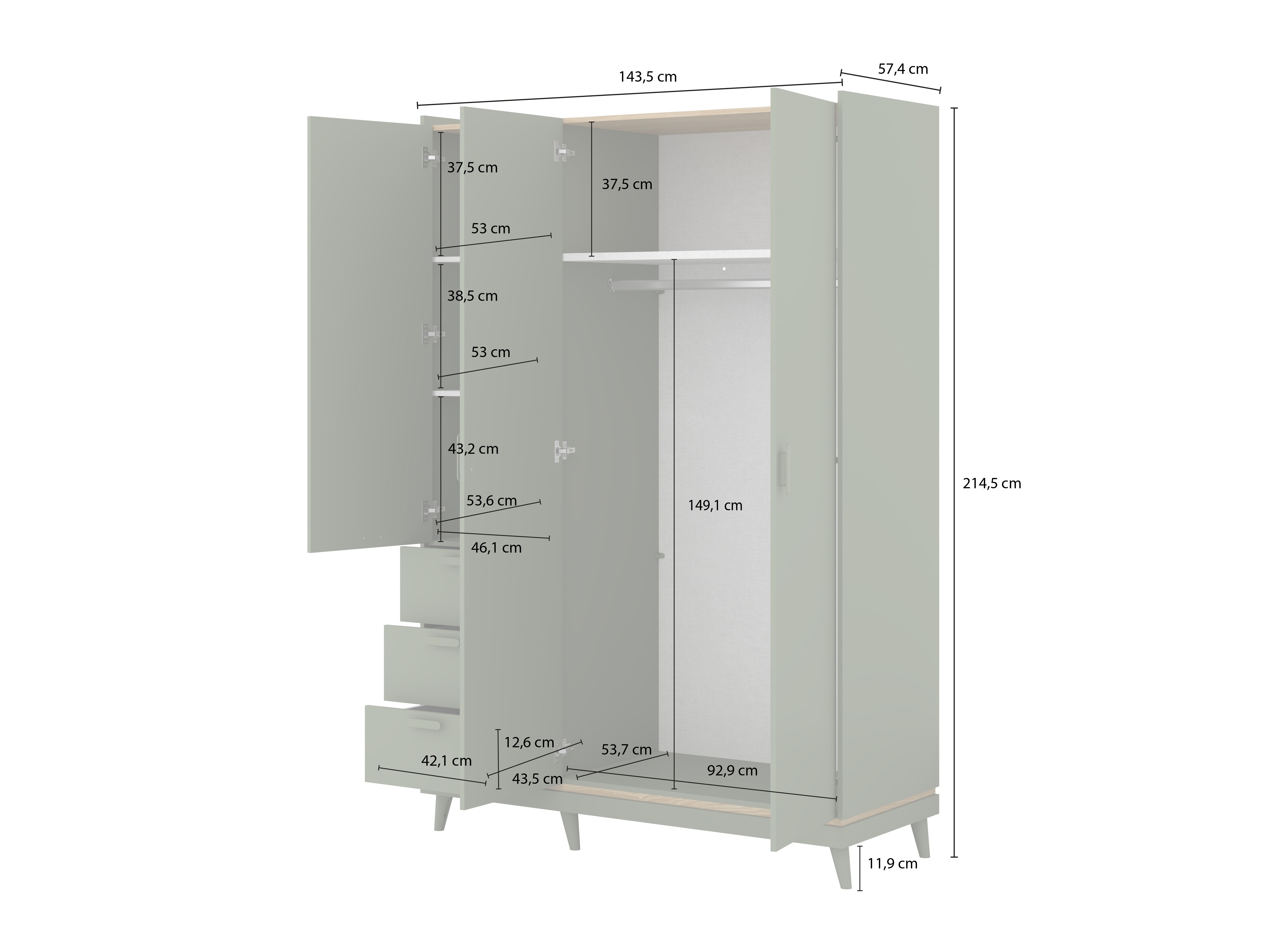 Dulap Fertalu 100 (Verde + Stejar)