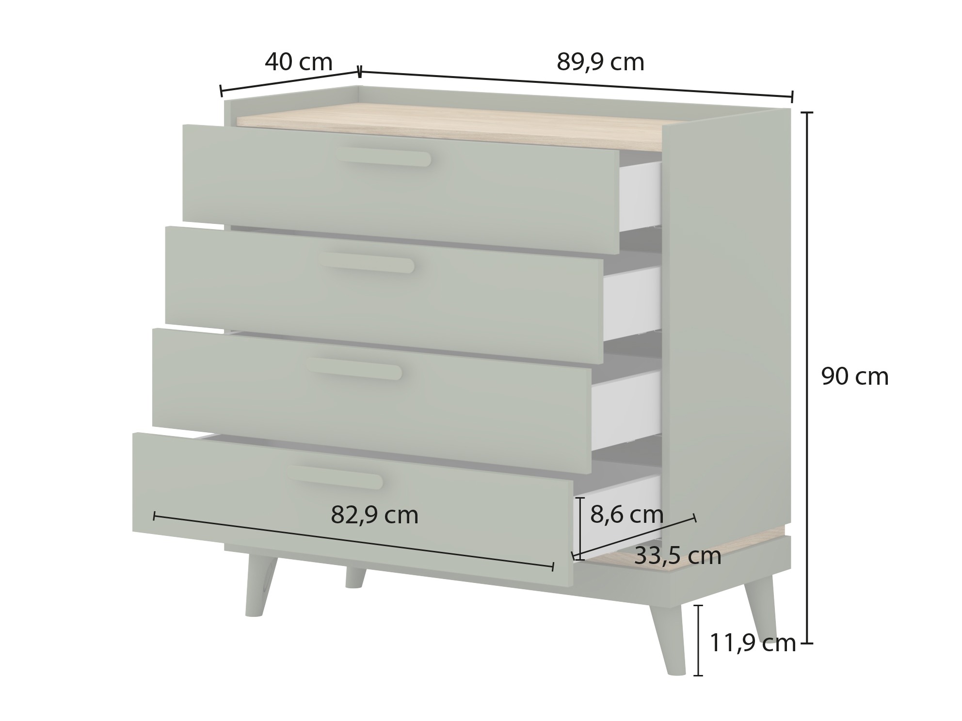 Comodă Fertalu 104 (Verde + Stejar)