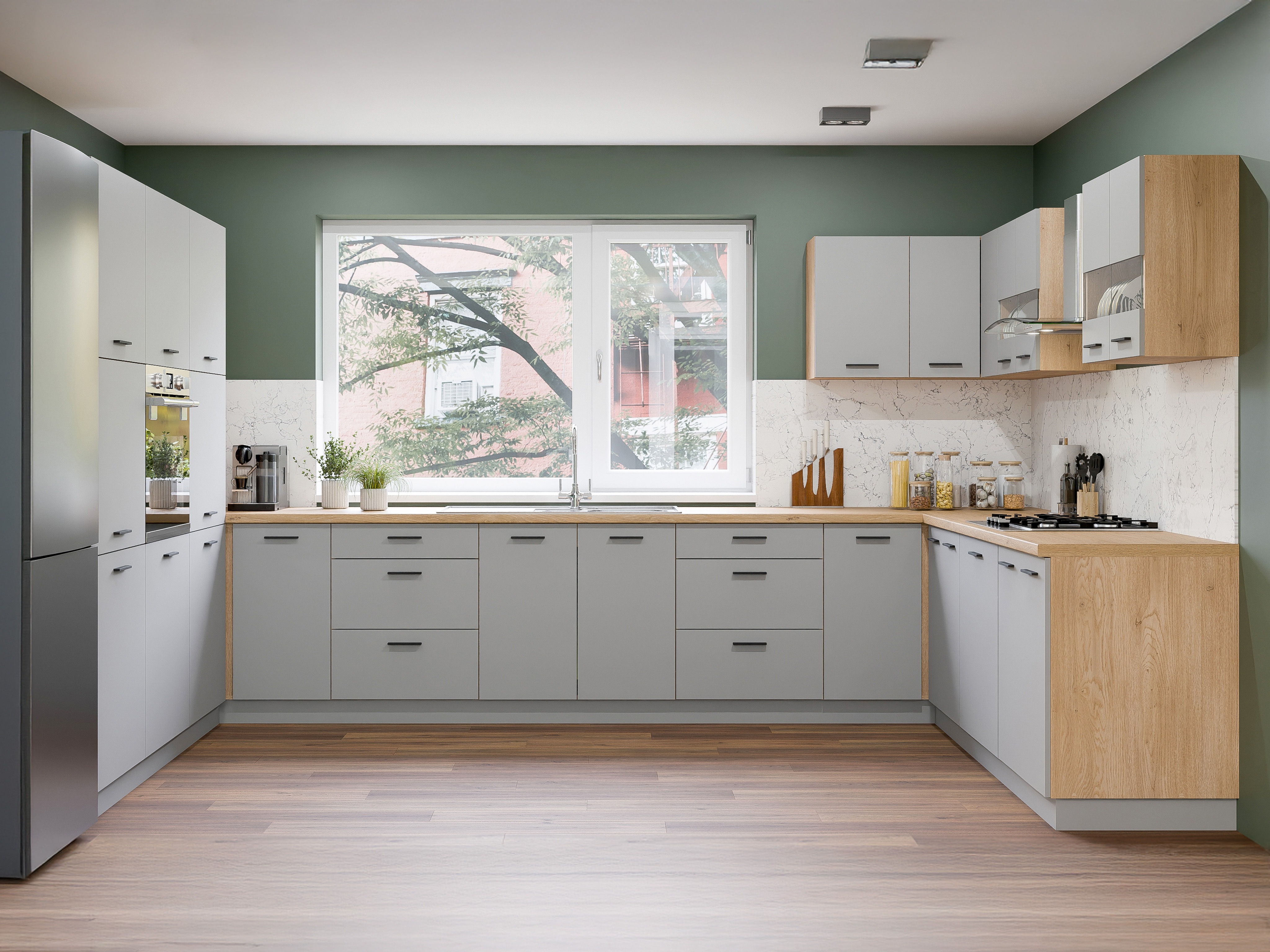 Dulap modular de colț pentru perete Ati Grey 126