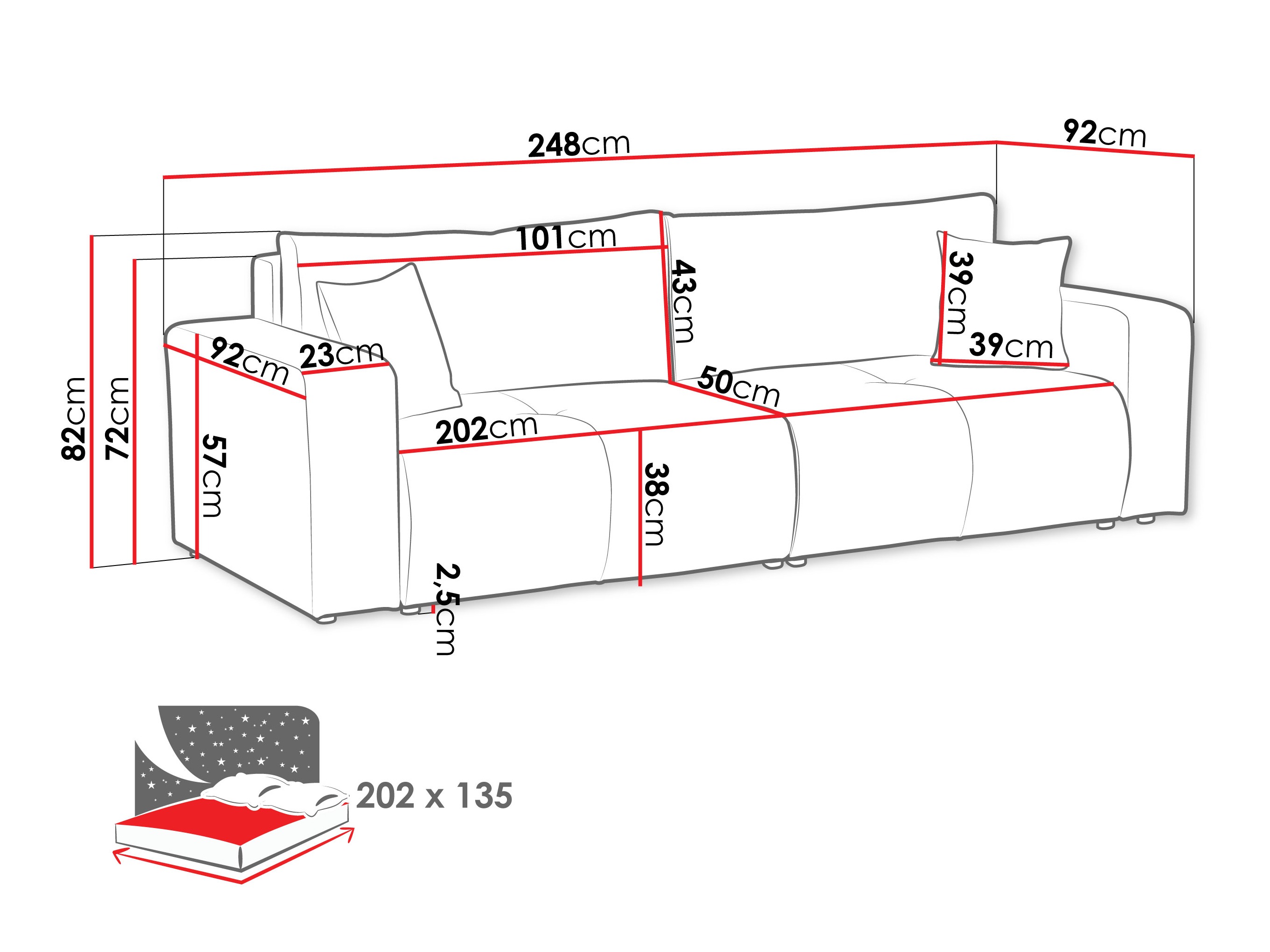 Canapea extensibilă Comfivo Laurus (Coral 15)