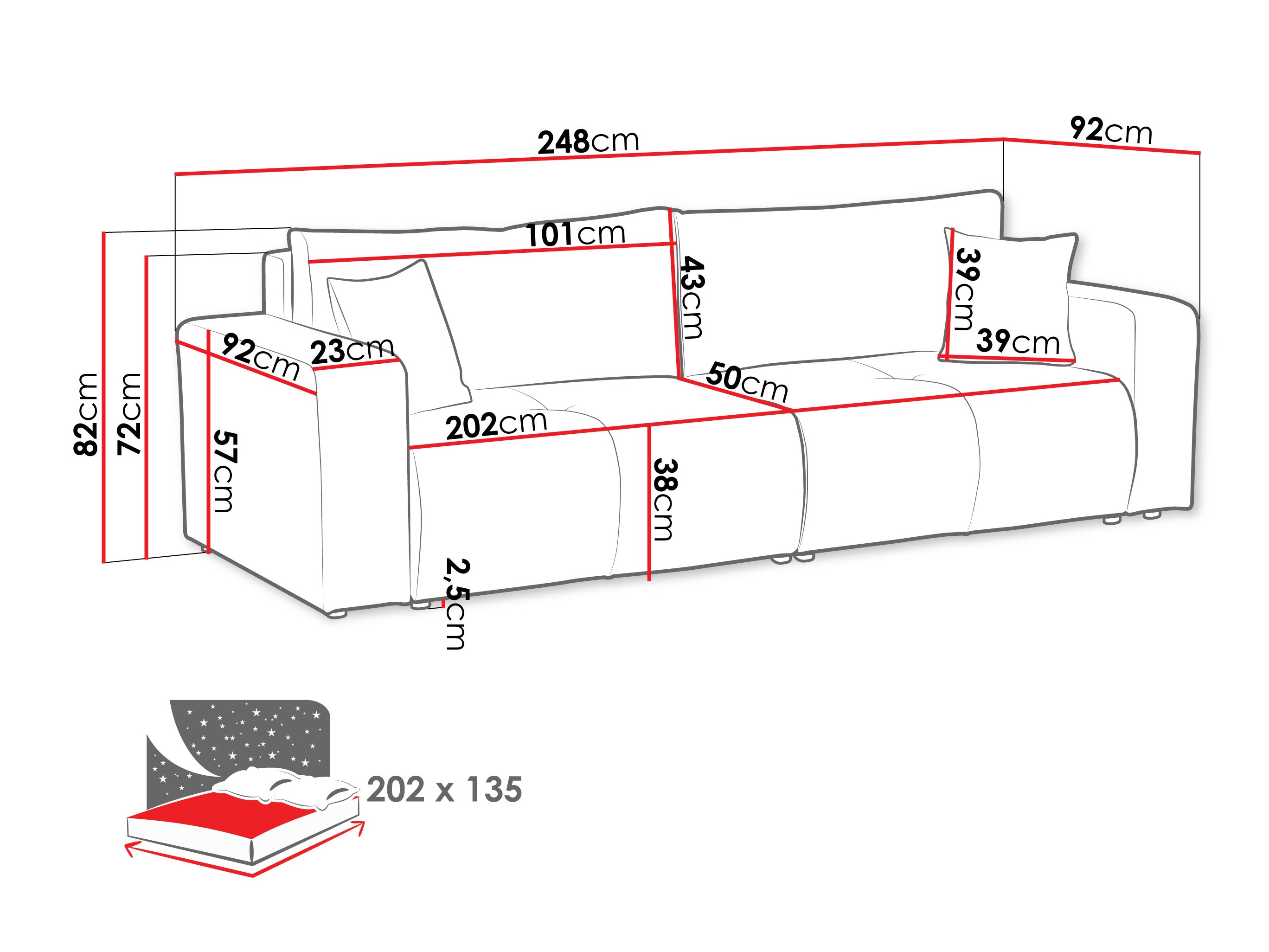Canapea extensibilă Comfivo Laurus (Coral 50)
