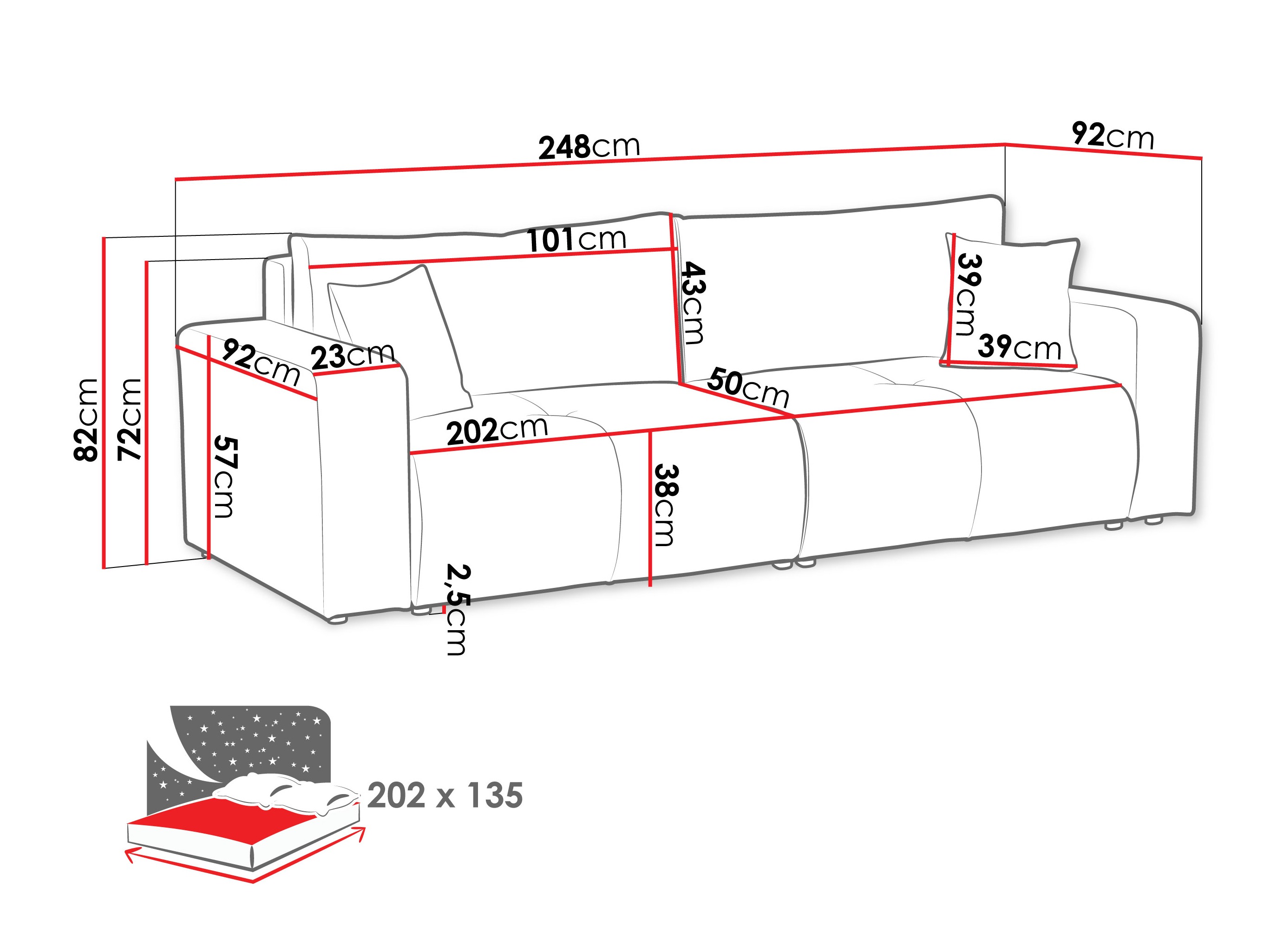 Canapea extensibilă Comfivo Laurus (Coral 55)