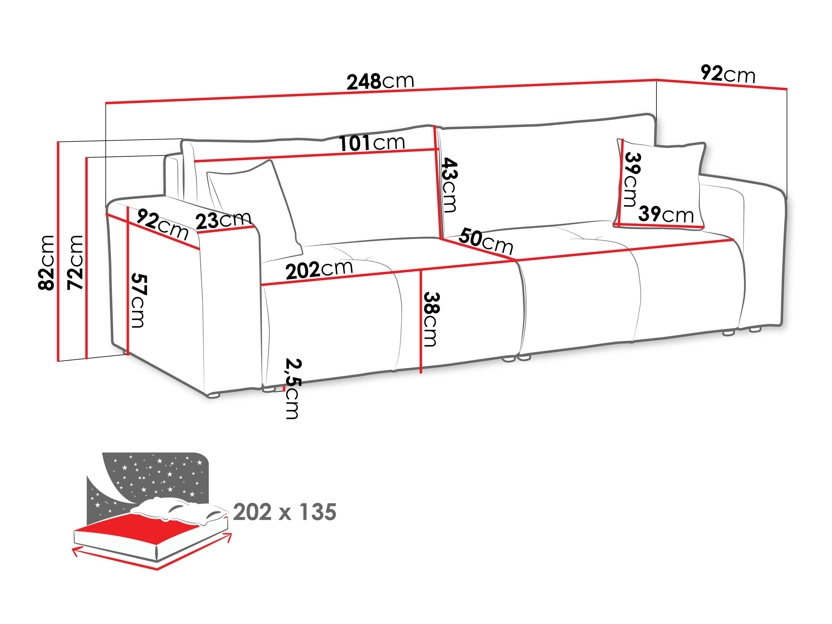 Canapea extensibilă Comfivo Laurus (Coral 80)