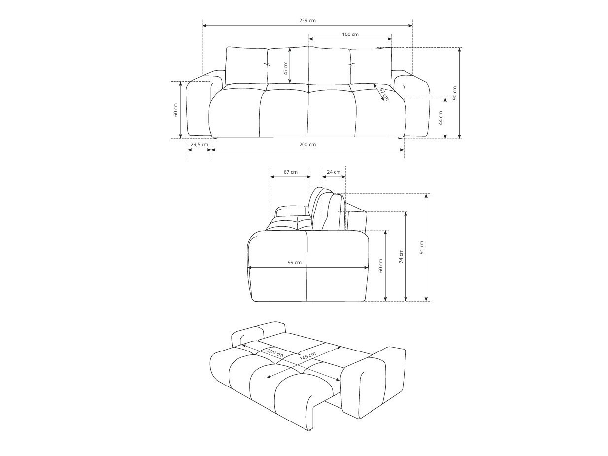 Canapea extensibilă Kingston 154 (Curio 60)