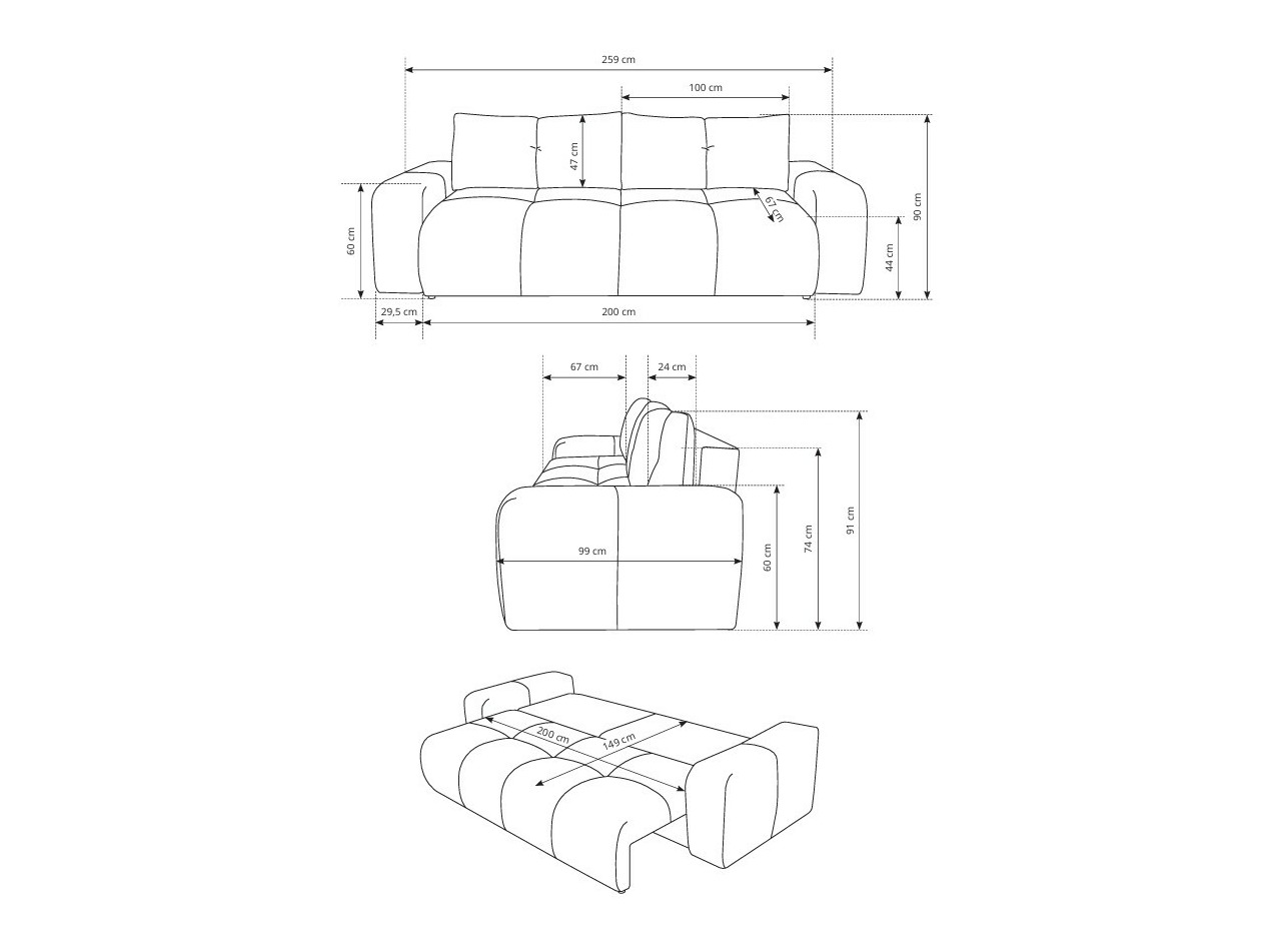 Canapea extensibilă Kingston 154 (Curio 83)