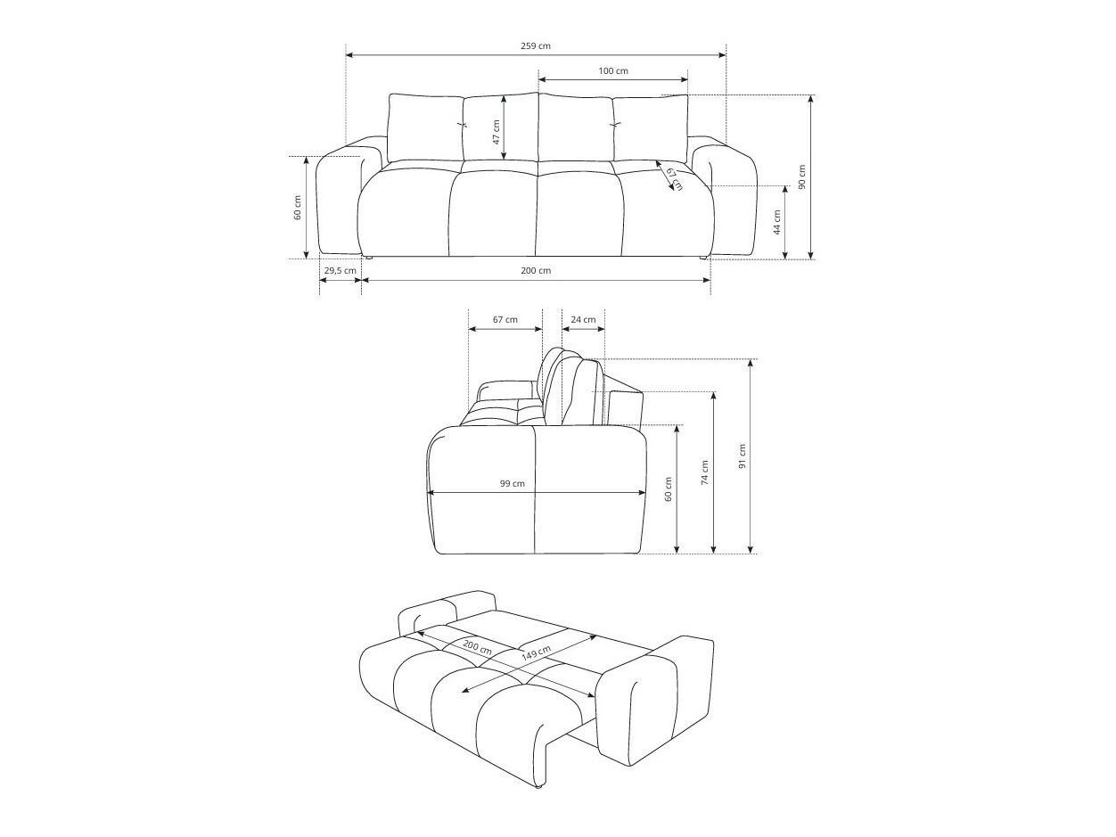 Canapea extensibilă Kingston 154 (Flow 03)