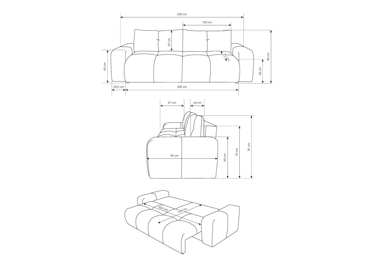 Canapea extensibilă Kingston 154 (Flow 09)