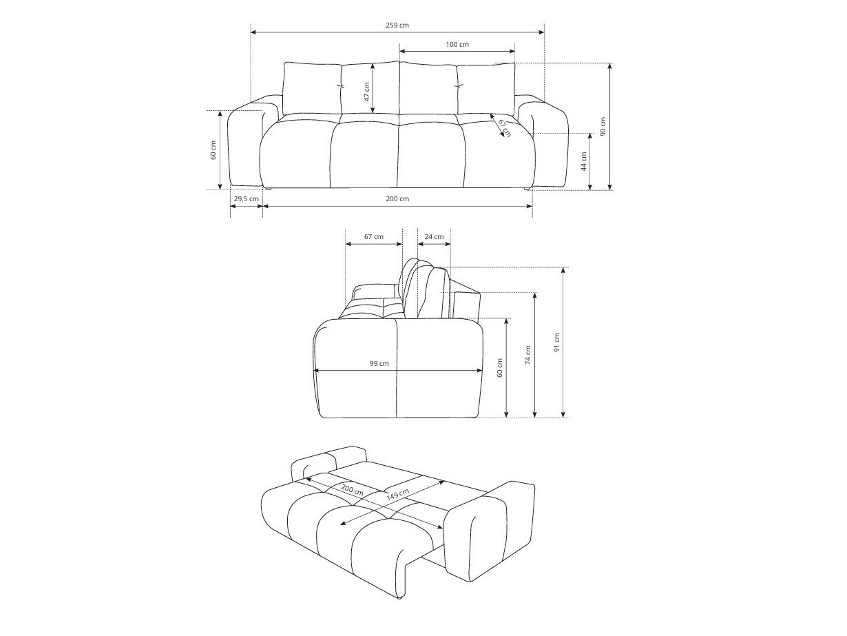 Canapea extensibilă Kingston 154 (Flow 12)