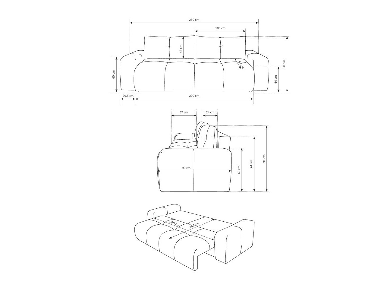 Canapea extensibilă Kingston 154 (Flow 22)
