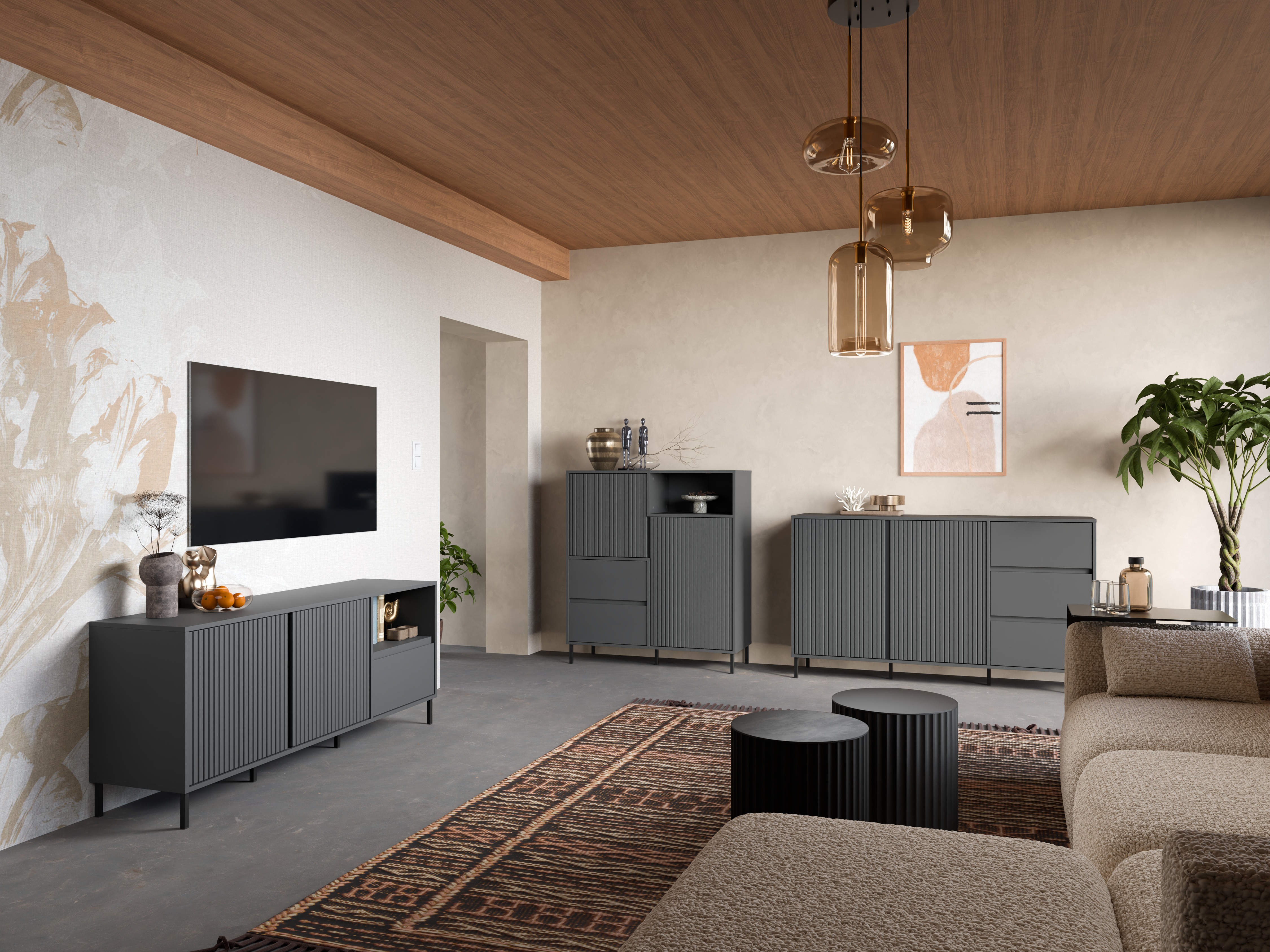Set de living Ruvrevi 106 (Antracit)
