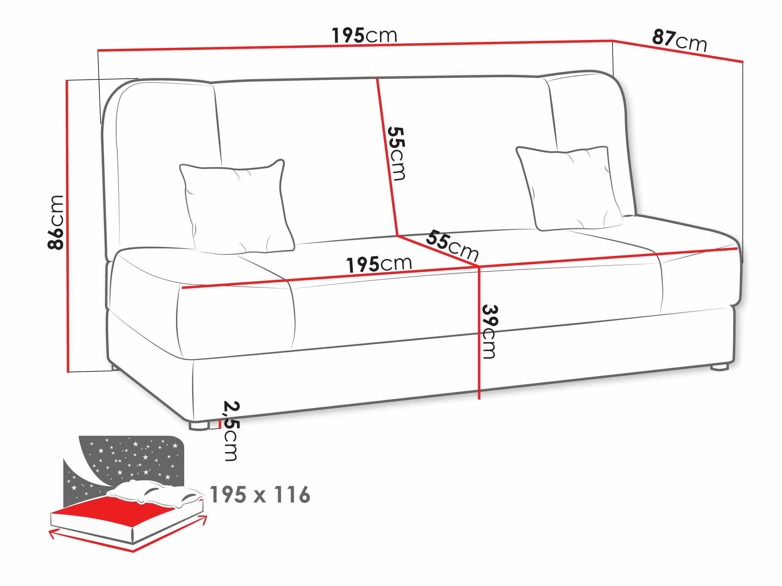 Canapea extensibilă Comfivo Cera II (Bizon 2113 + Bizon 2112)