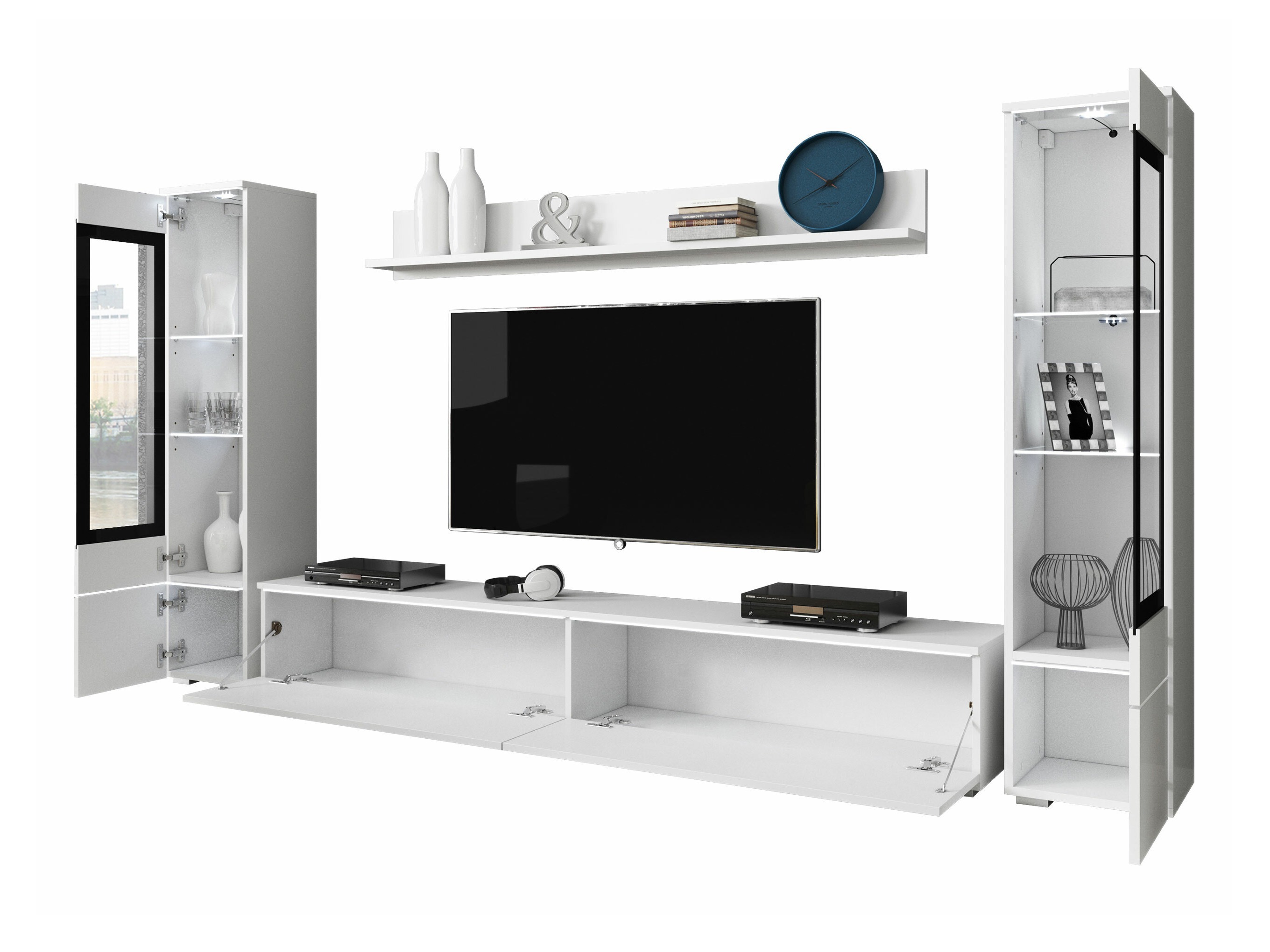 Set de living Mirfivo 101 (Alb + Alb lucios)