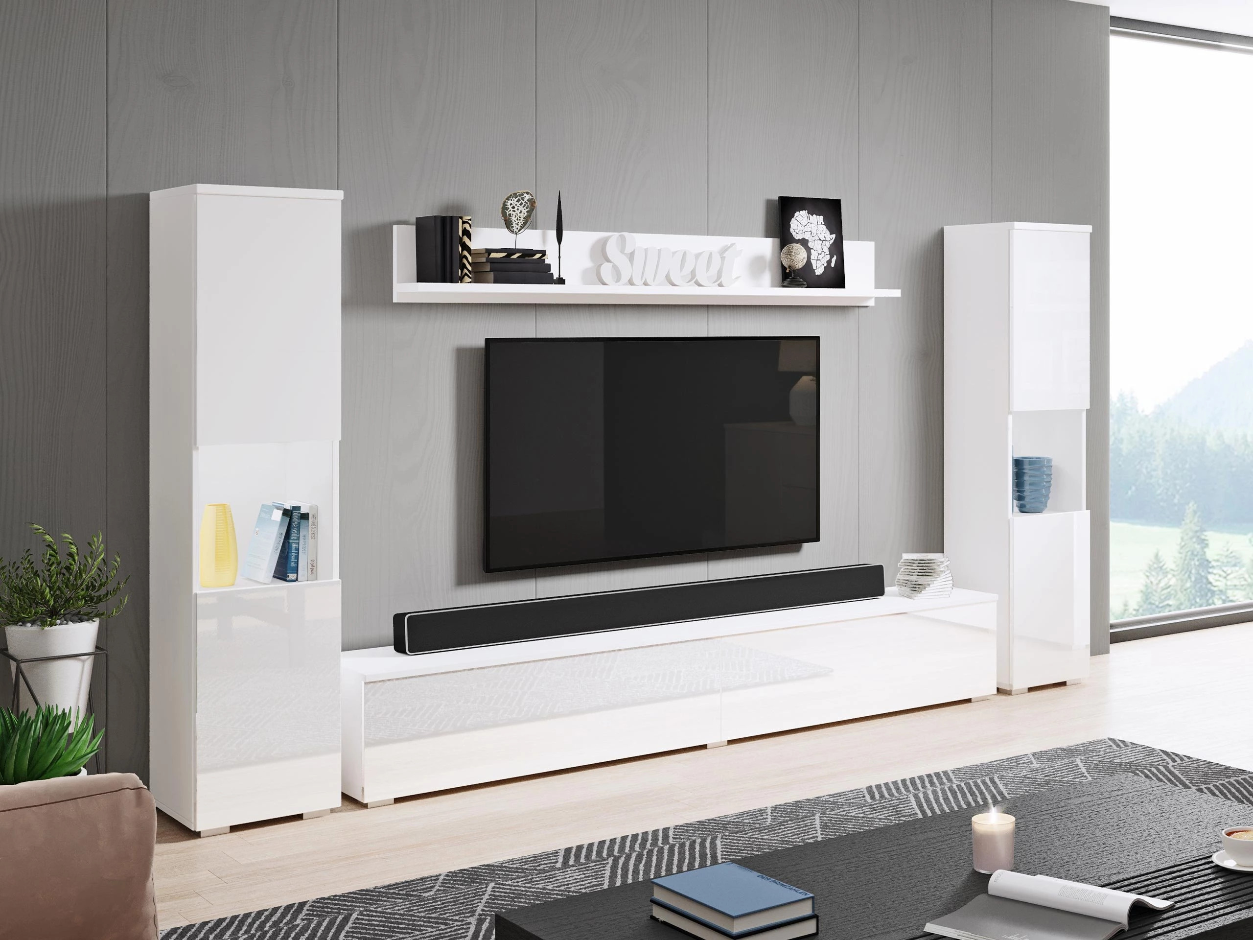 Set de living Sarasota 131 (Alb + Alb lucios)