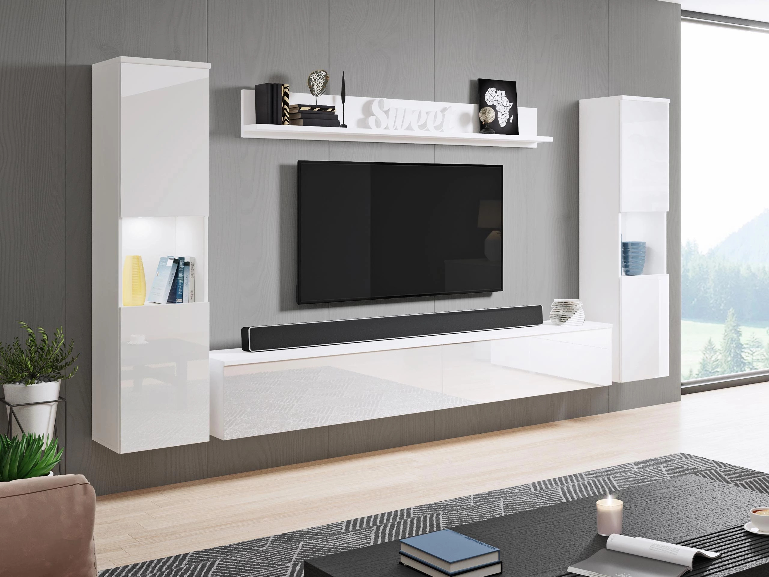 Set de living Sarasota 131 (Alb + Alb lucios)