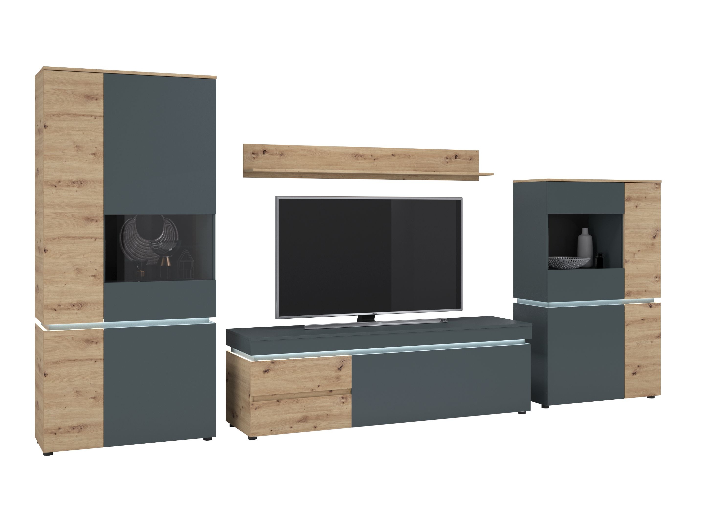 Set de living Ontario 176 (Stejar artizan + Gri)