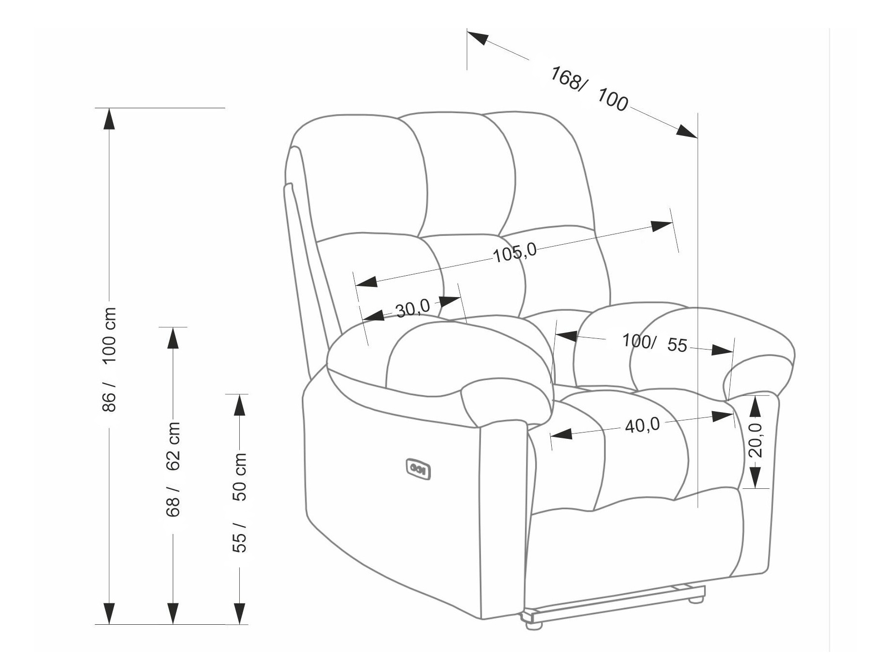 Fotoliu recliner Houston 2080 (Gri)