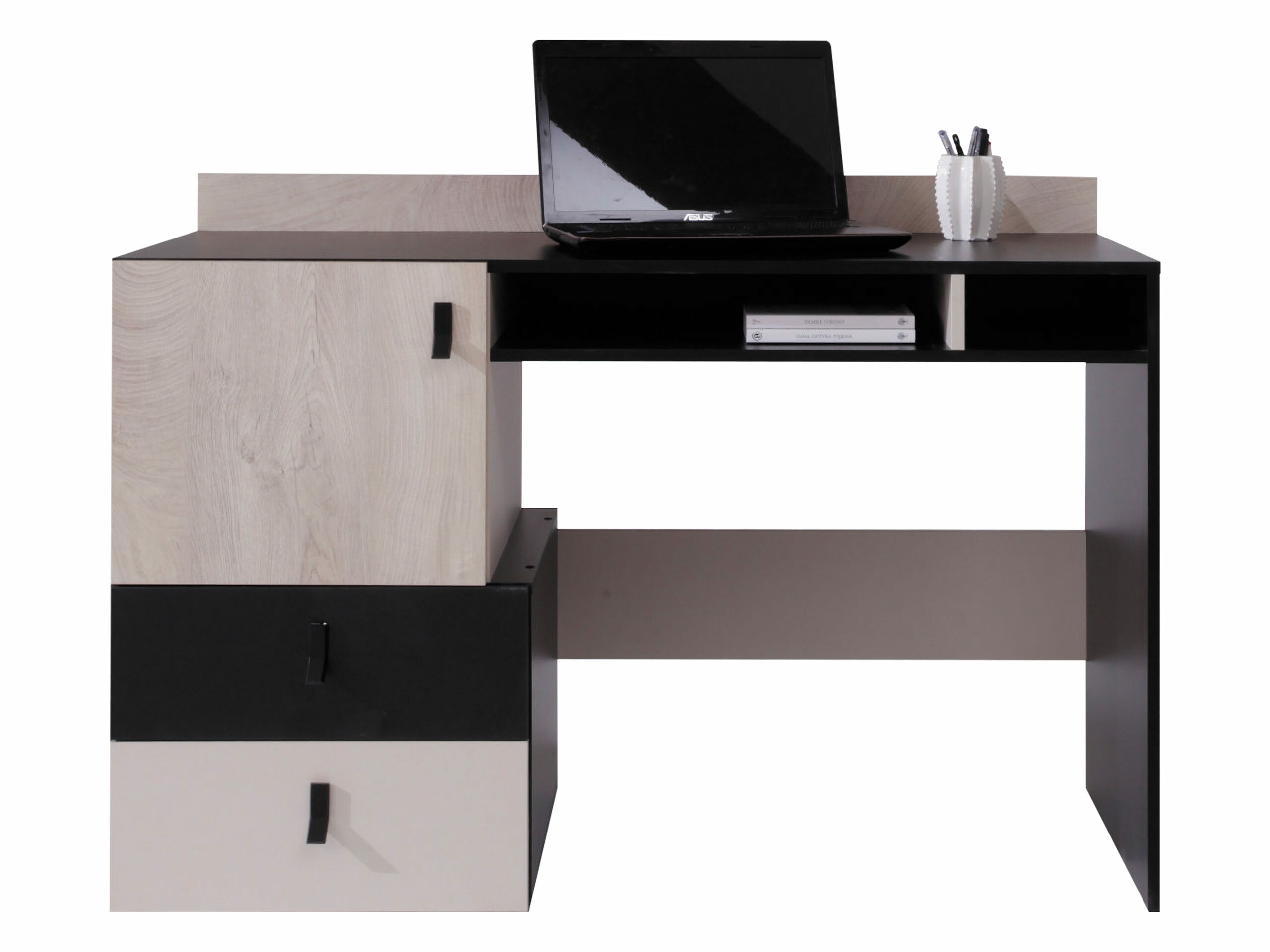 Birou Camteso 107 (Negru + Stejar + Bej)
