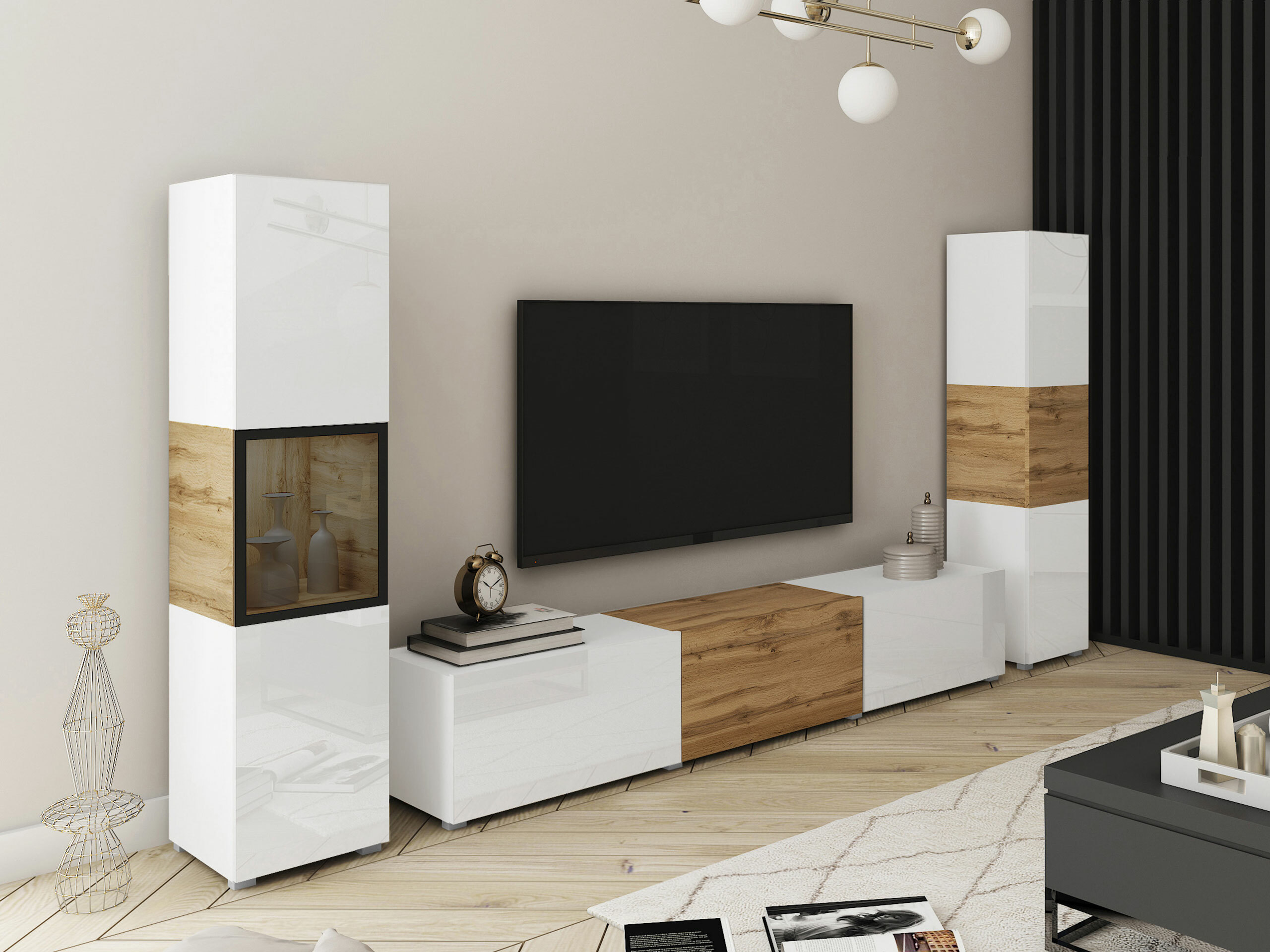 Set de living Sarasota 193 (Alb + Stejar Wotan)