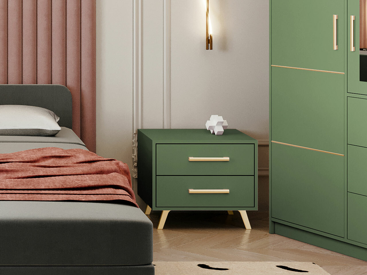 Noptieră Rosa (Verde + Auriu)