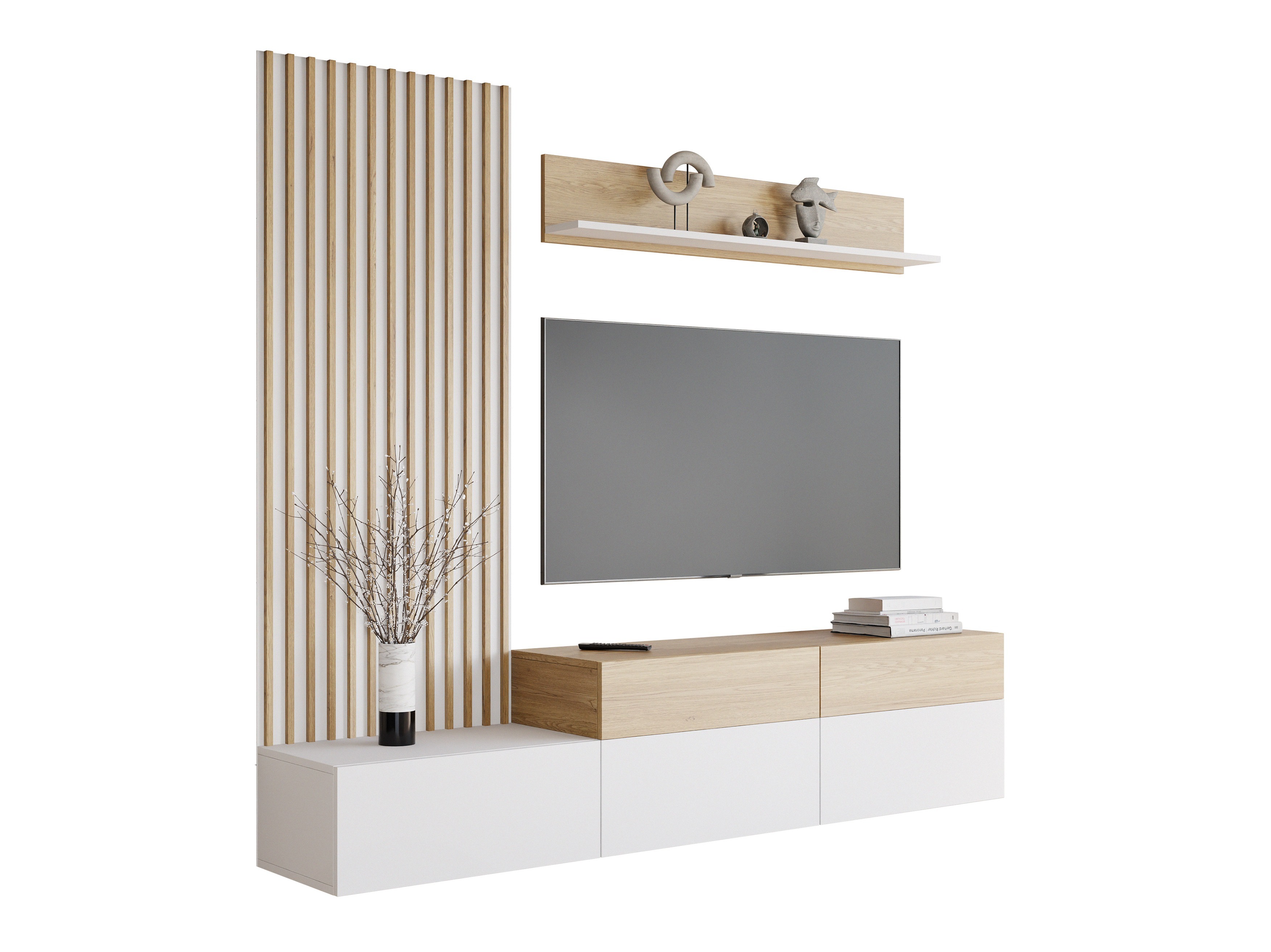 Set de living Comfivo Munium I (Alb + Stejar)