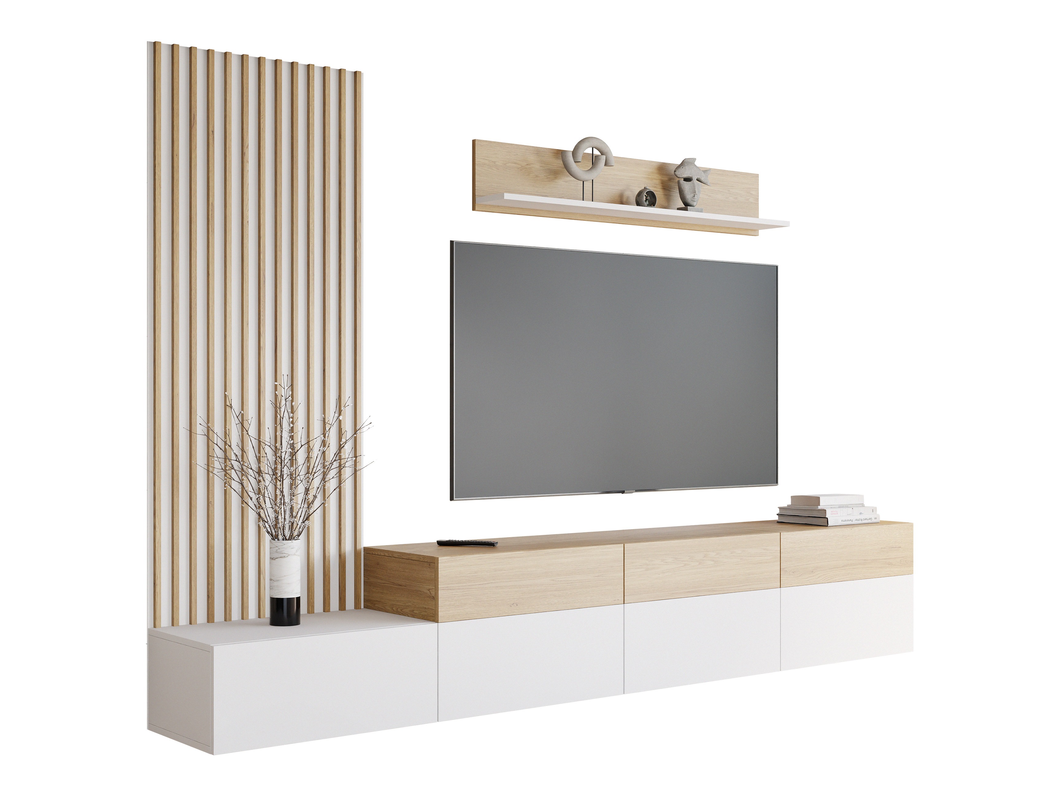 Set de living Comfivo Munium II (Alb + Stejar)