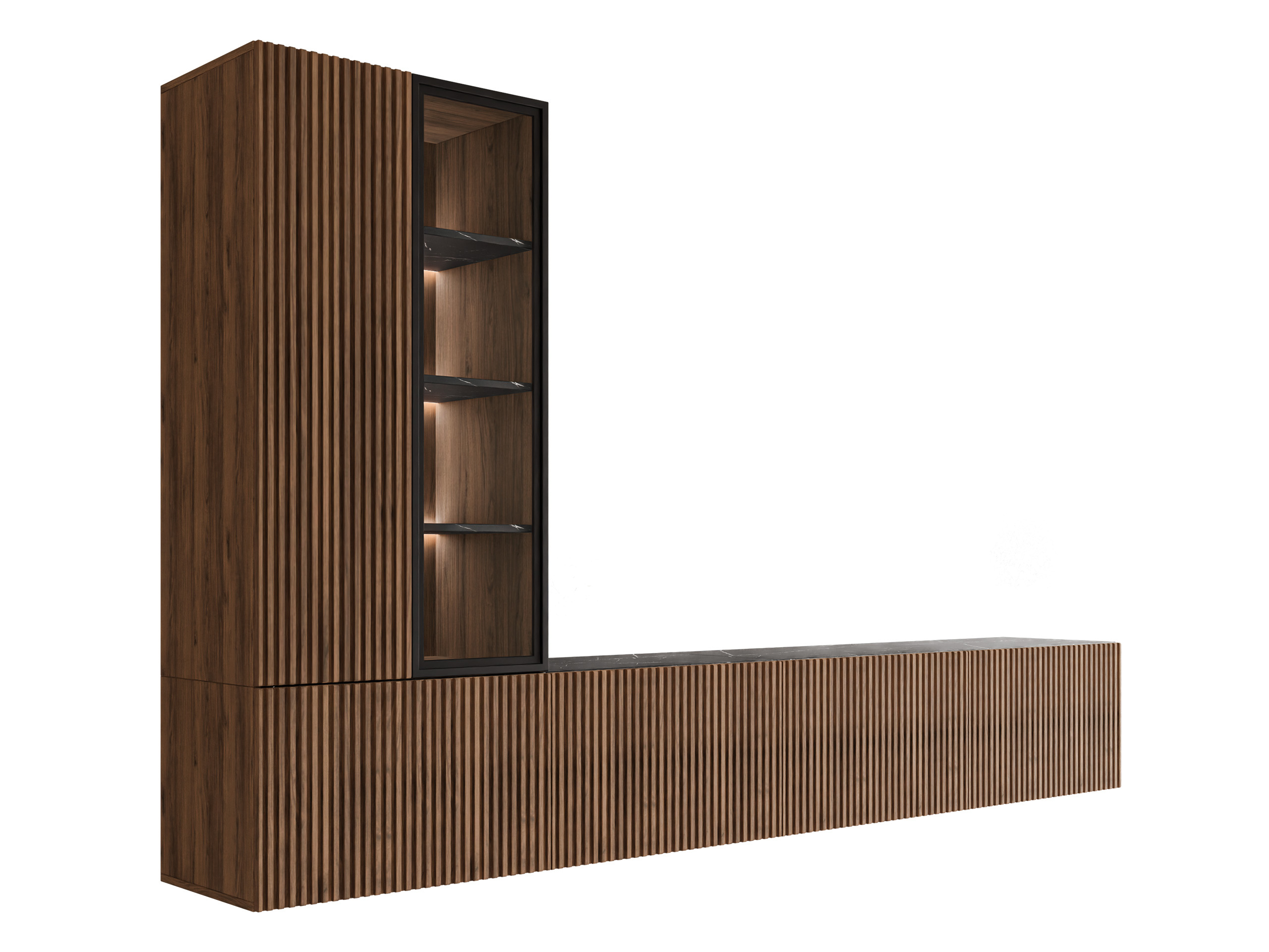 Set de living Comfivo Tutelar (Nuc + Marmură neagră)