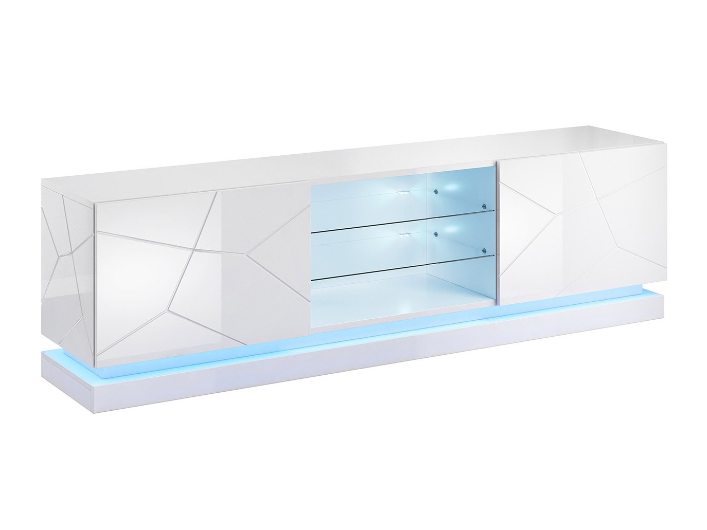 Comodă TV Linar I (Alb + Alb lucios)