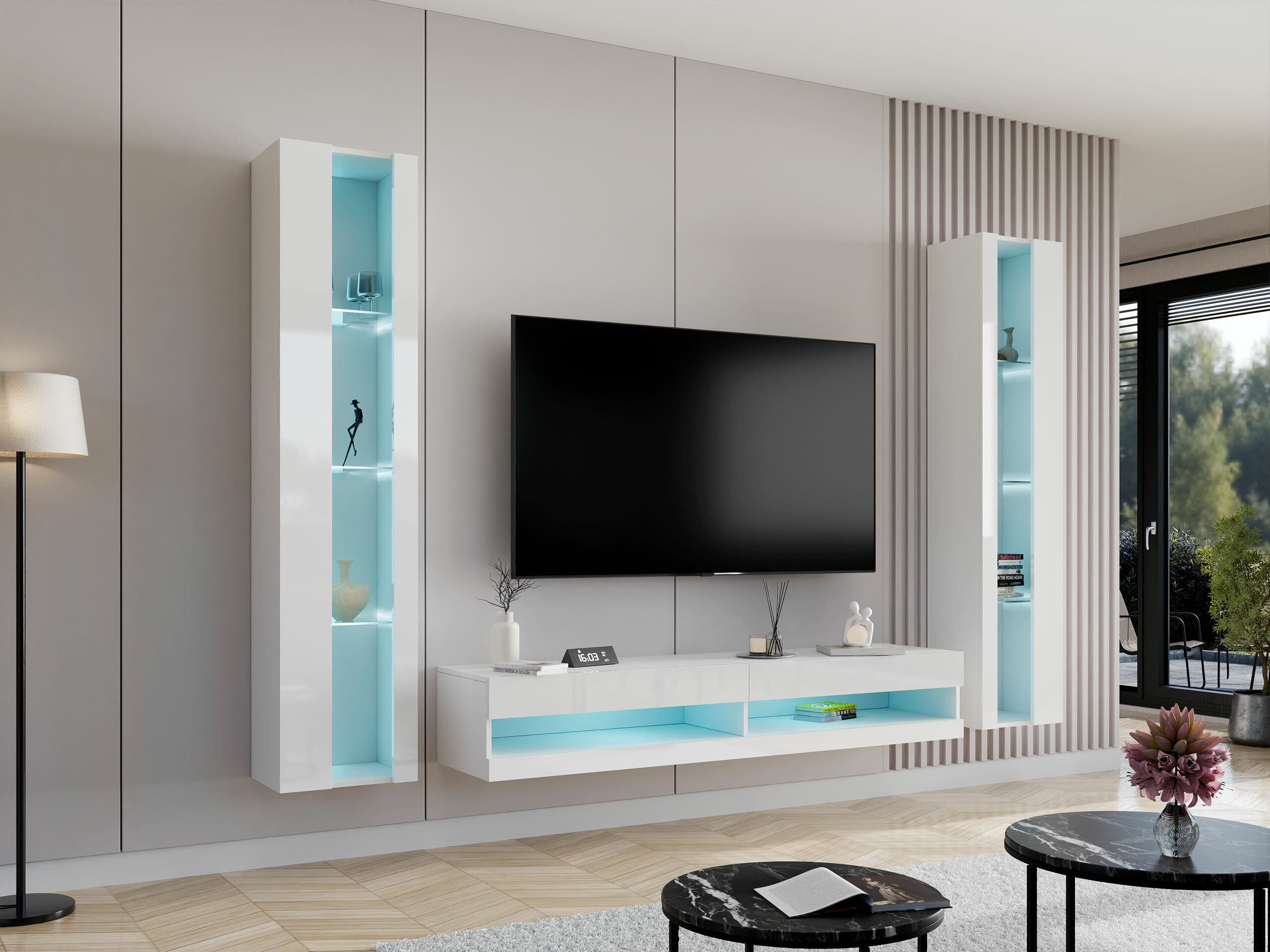 Set de living Vilrin V (Alb + Alb lucios)